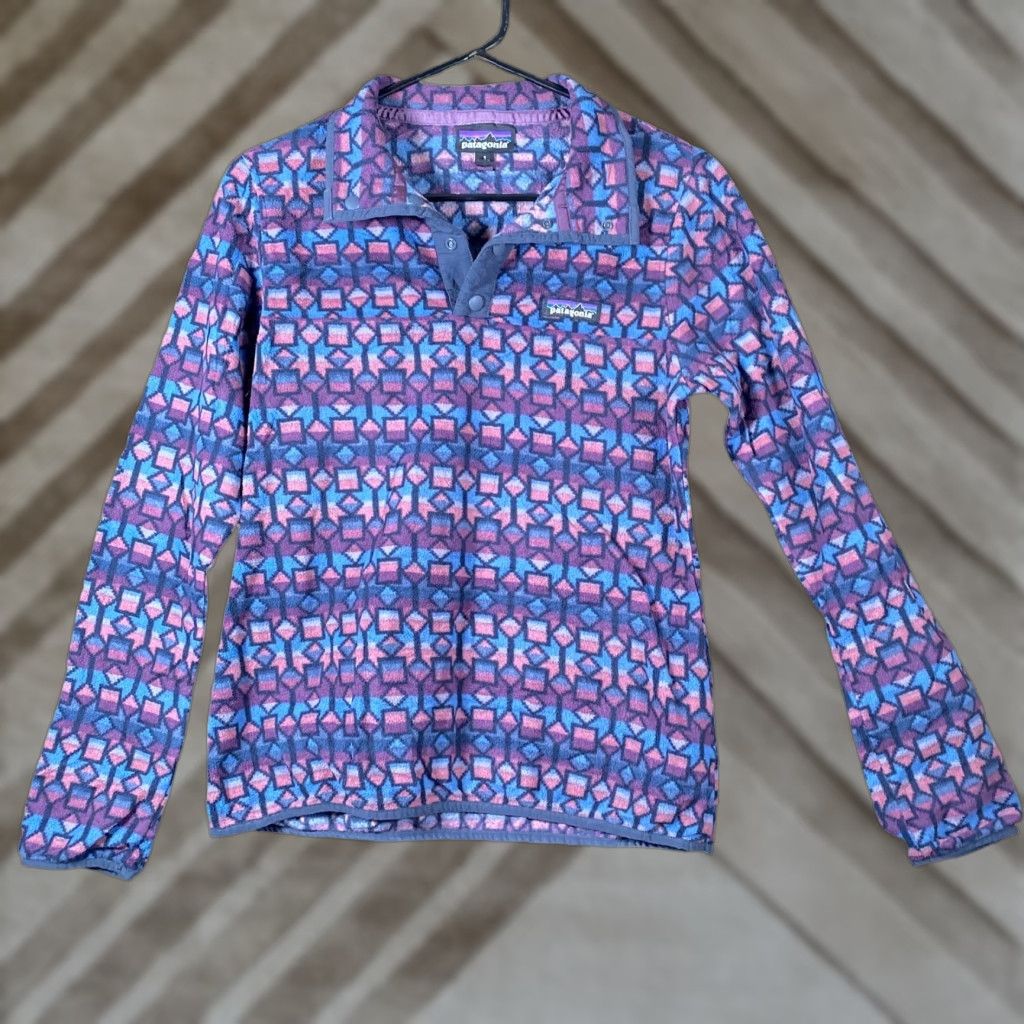 Patagonia Patagonia Sweatshirt Womens Cedar Mesa Stone Blue 1/4 Snap Geometric Small Regular Long Sleeve Knit Fleece Polyester Pullover Casual Activewear Womens Size S / US 4 / IT 40 - 1 Thumbnail