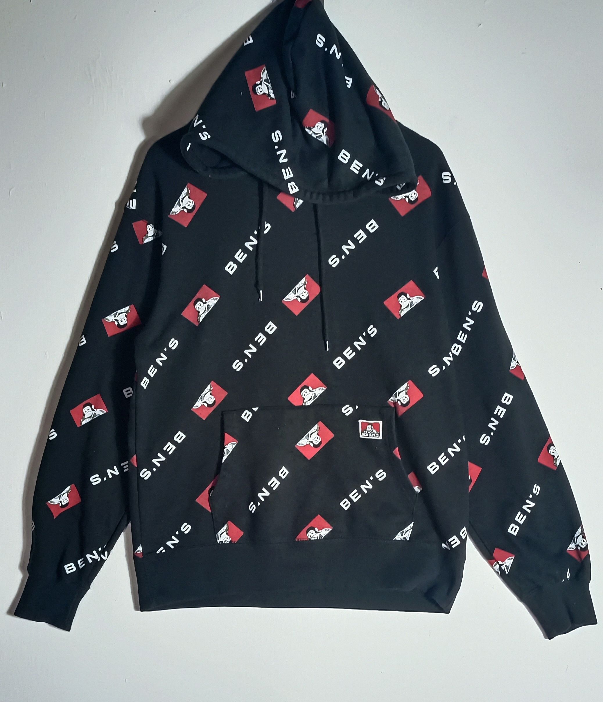 image of Ben Davis Overprint Hoodie Ben Devis in Black, Men's (Size Large)