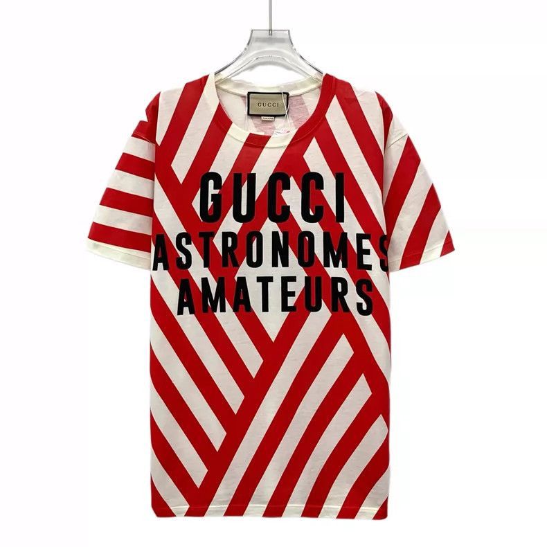 Gucci Gucci Red Striped Cotton Crew Neck T-Shirt-2506 Size US S / EU 44-46 / 1 - 1 Thumbnail