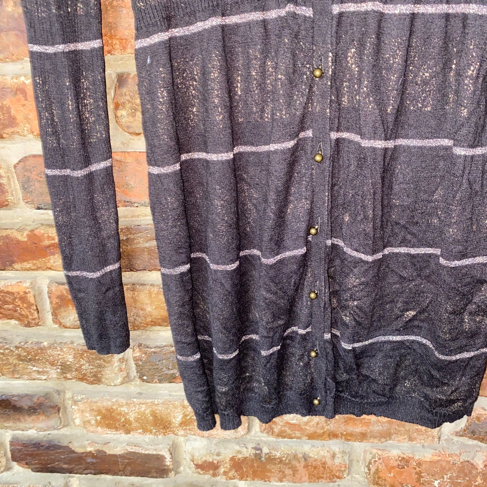 Magaschoni Magaschoni Brown Metallic Button Down Cardigan Sweater Small Size S / US 4 / IT 40 - 3 Thumbnail