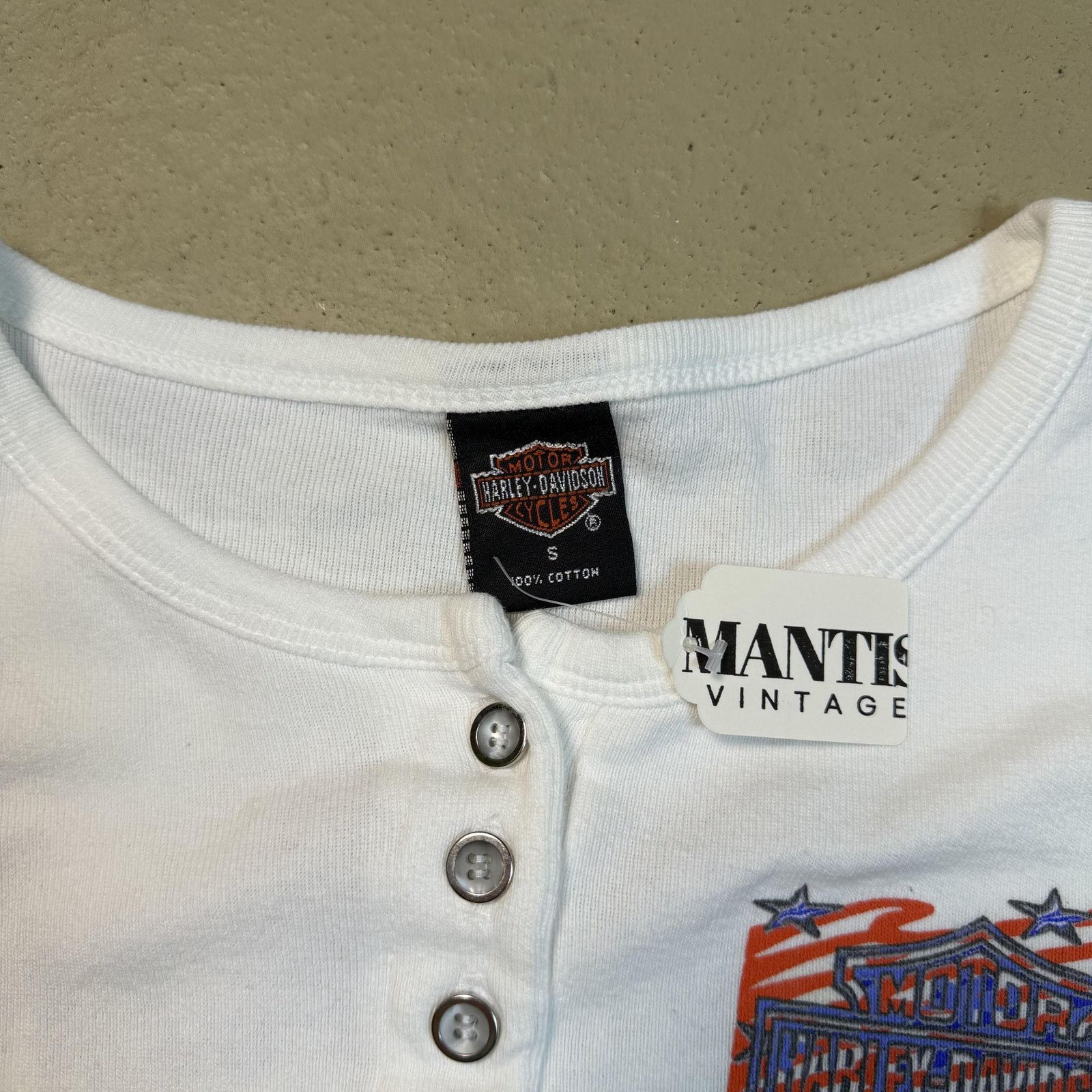 Harley Davidson Vintage Harley-Davidson 1997 Crop Henley Long Sleeve Small Size S / US 4 / IT 40 - 7 Thumbnail
