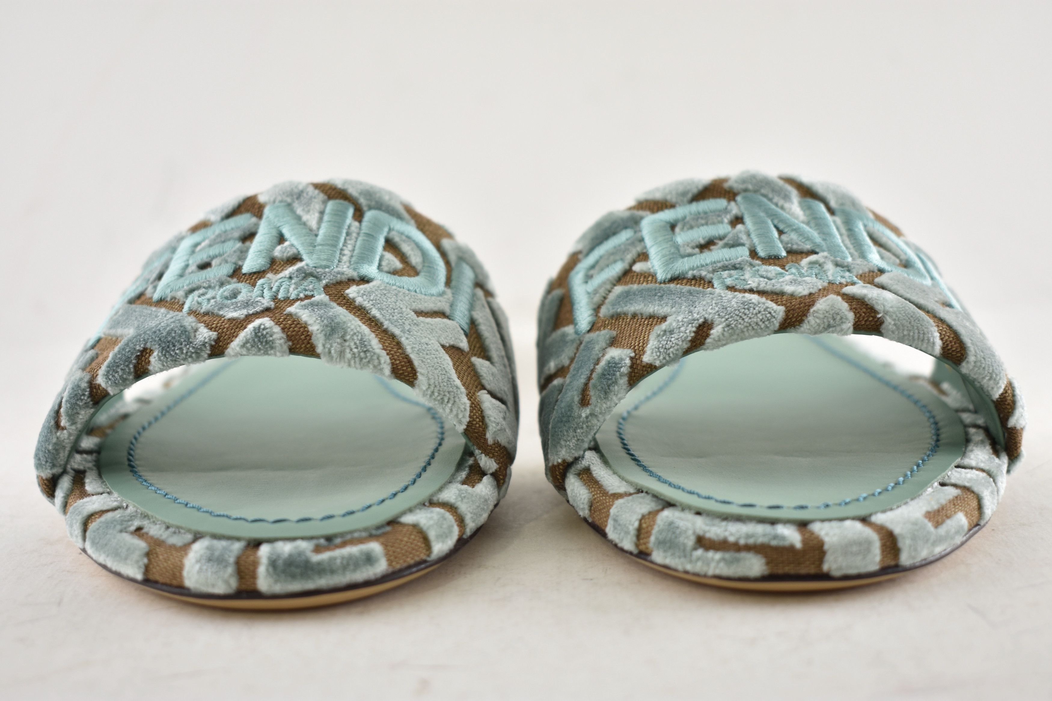 Fendi Fendi Sunshine Velvet FF Logo Slide Flat Flip Flop Sandal 37 Size US 7 / IT 37 - 9 Thumbnail