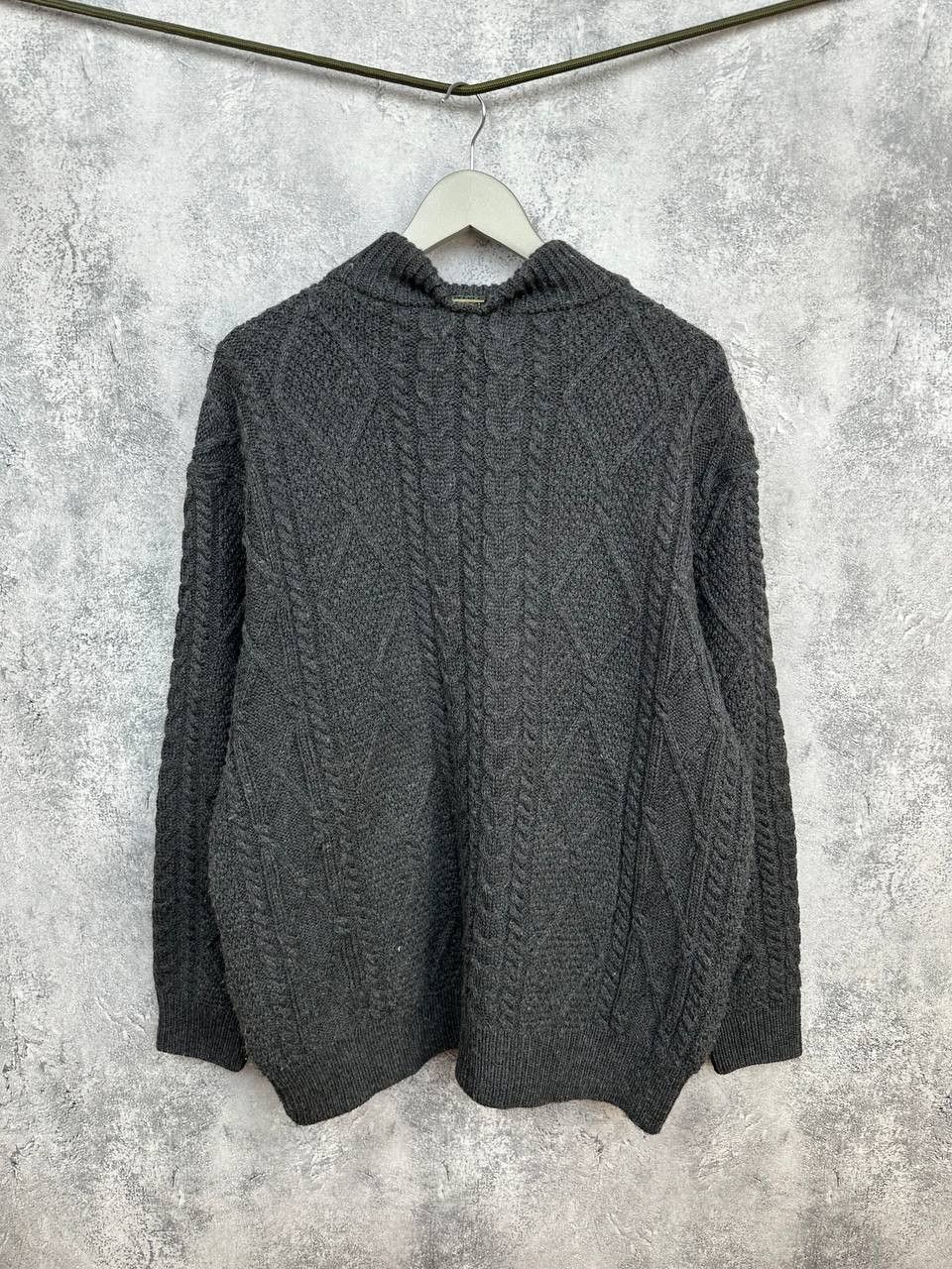 Vintage Blarney Woollen Mills Aran Full Zip Sweater Wool Knit Size US XL / EU 56 / 4 - 2 Thumbnail
