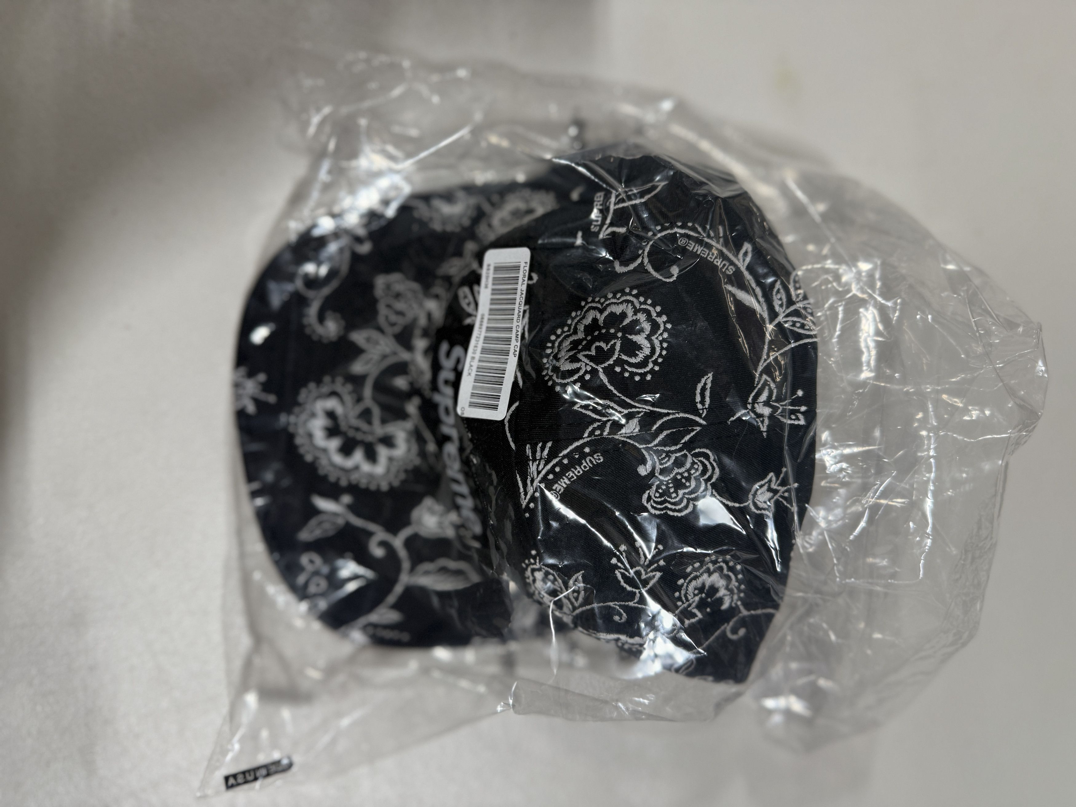 Supreme Floral Jacquard Camp Cap Black Sz Adjustable