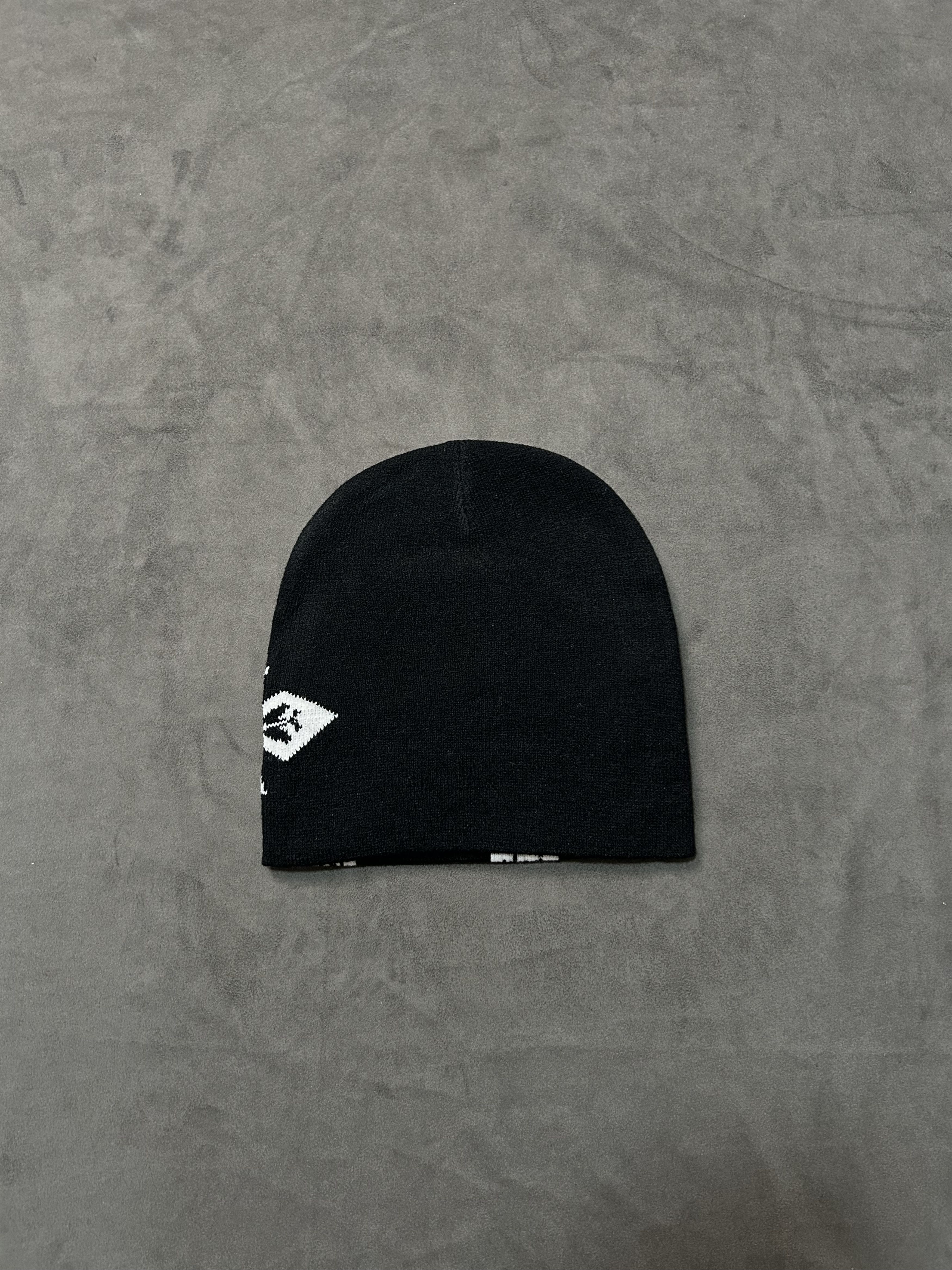 Japanese Brand Rare Double Crosses Graphic No Cuff Knit Beanie Black Hat OS Size ONE SIZE - 5 Thumbnail
