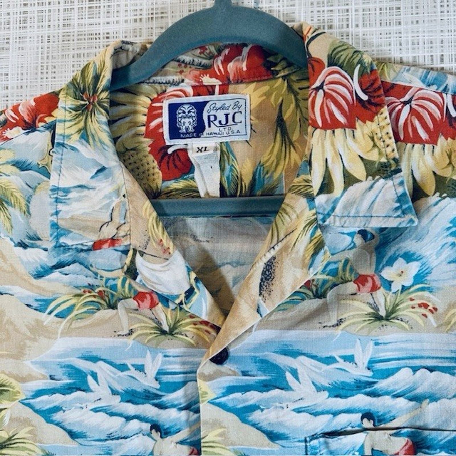 Other RJC Ltd Hawaiian Shirt Large Surfing Palms Hibiscus USA VTG Size US XL / EU 56 / 4 - 2 Thumbnail