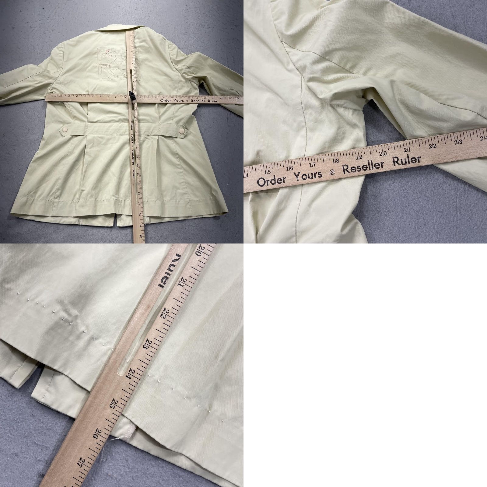 Pinko VINTAGE Petit France Jacket Womens 8 Beige Belted Pink Panther Cartoon Classic Coat/Outerwear (Jacket) Not applicable Size 30" / US 8 / IT 44 - 8 Thumbnail