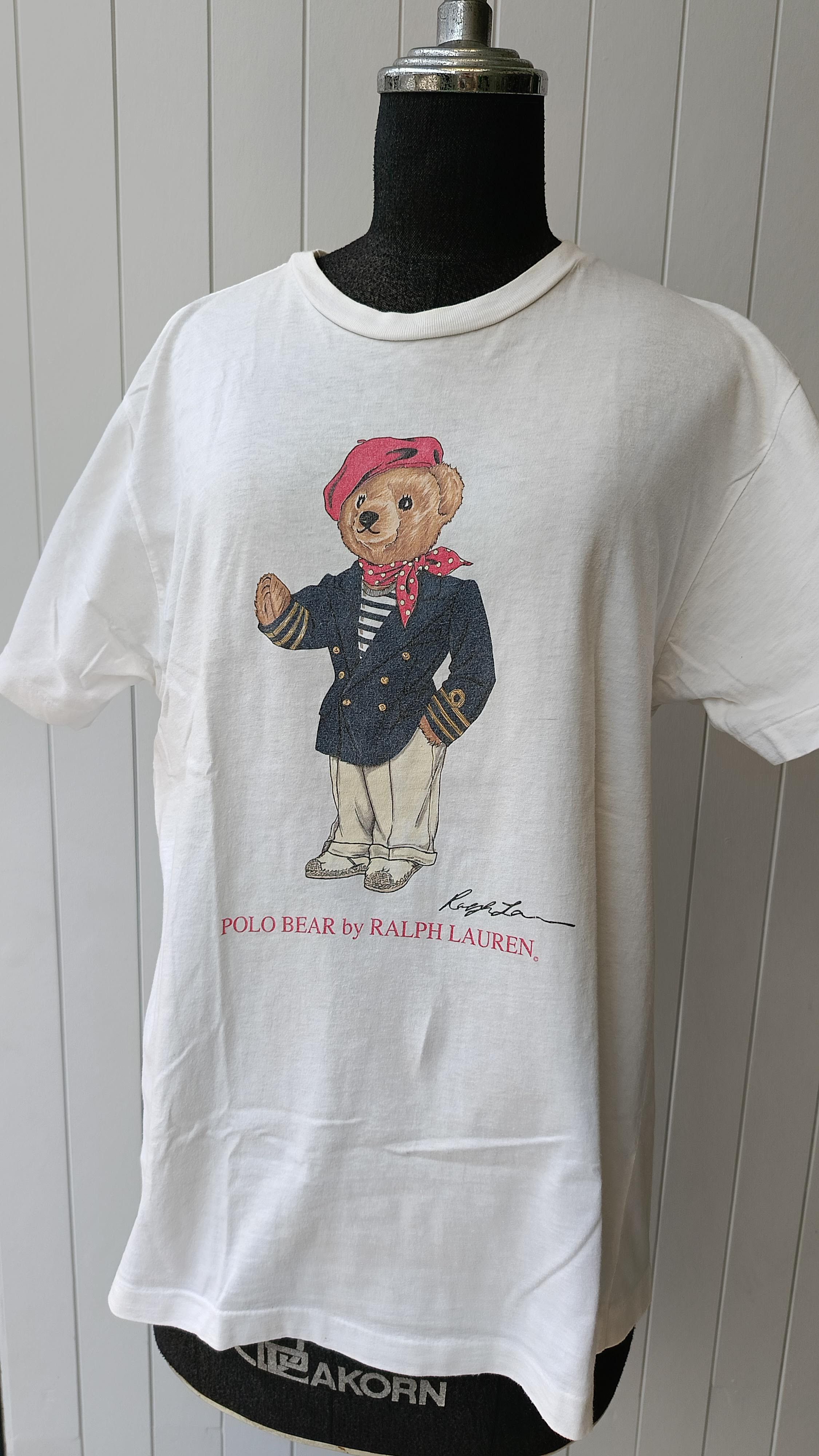 Polo Ralph Lauren × Ralph Lauren Ralph Lauren Polo 90s navy artist bear USA vtg white tshirt Size US M / EU 48-50 / 2 - 1 Thumbnail