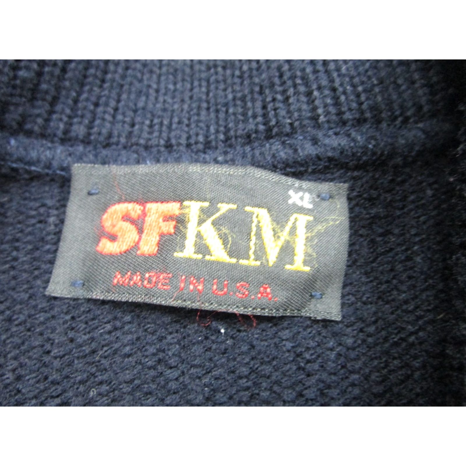 Vintage VINTAGE SFKM Cardigan Sweater Mens XL Blue Acrylic 80s Zip Knit Rockabilly USA Size US XL / EU 56 / 4 - 5 Thumbnail