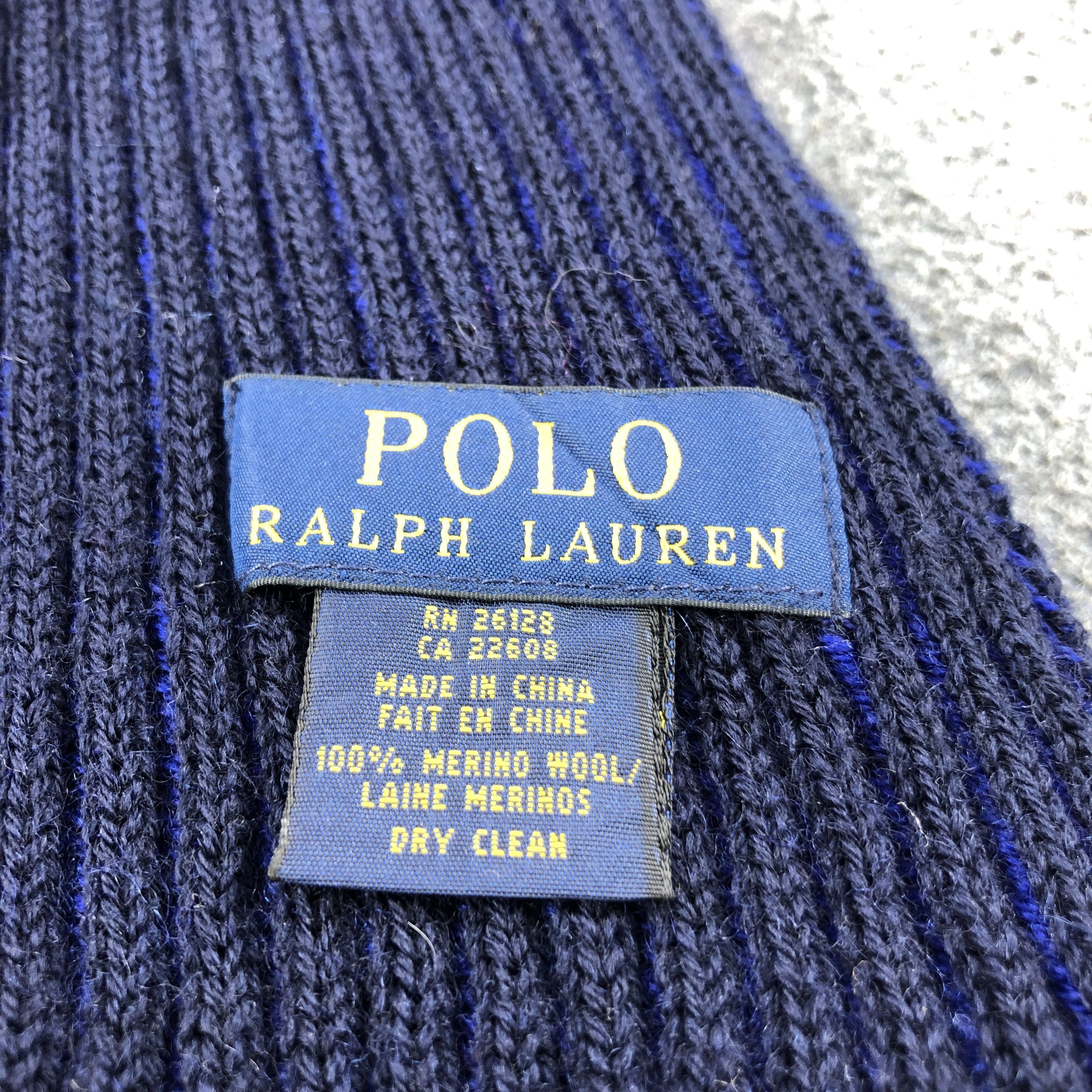 Polo Ralph Lauren Polo Ralph Lauren Blue Ribbed Wool Scarf Muffler V634 Size ONE SIZE - 5 Thumbnail