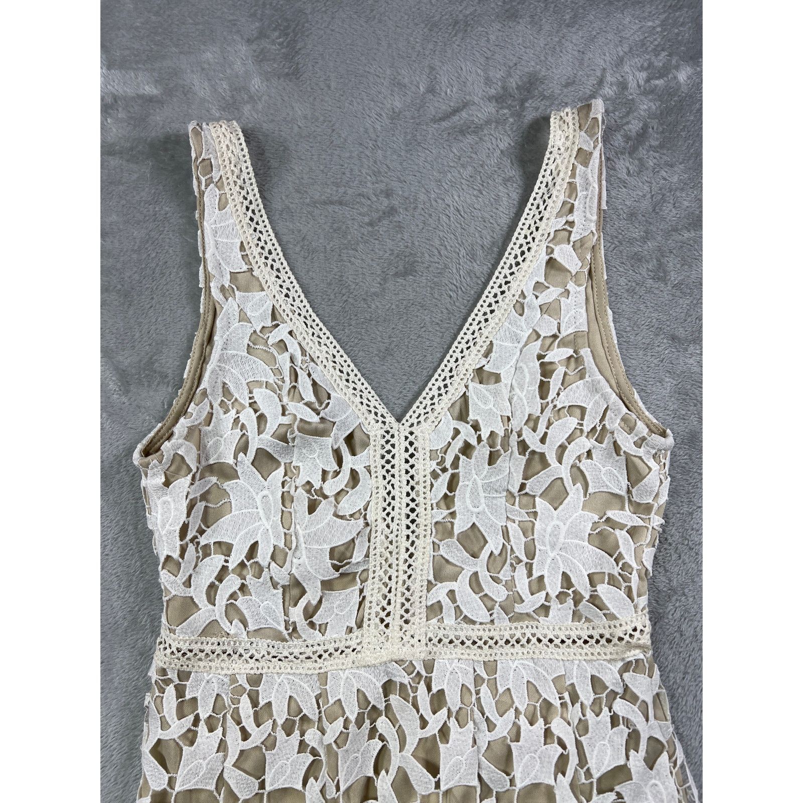 Other Lace Mini Dress Small White Coastal Cowgirl Boho V Neck Size S / US 4 / IT 40 - 4 Thumbnail