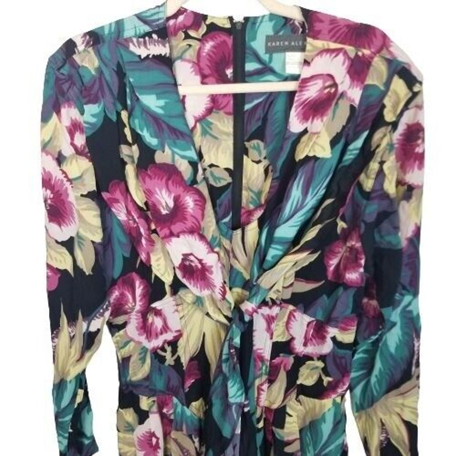 Vintage Vintage Karen Alexander Womens Floral Jumpsuit Sz 8 Tropical Size 30" / US 8 / IT 44 - 7 Thumbnail