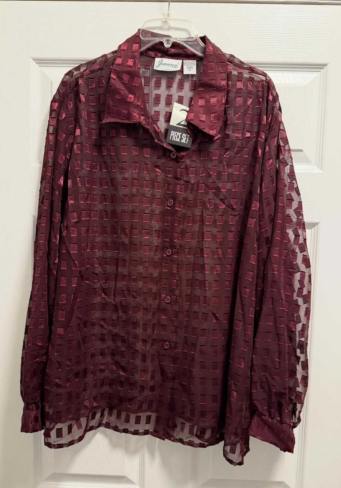 Faded Glory Vintage Rich Burgundy Joanna Plus Blouse 3X Size M / US 6-8 / IT 42-44 - 1 Thumbnail