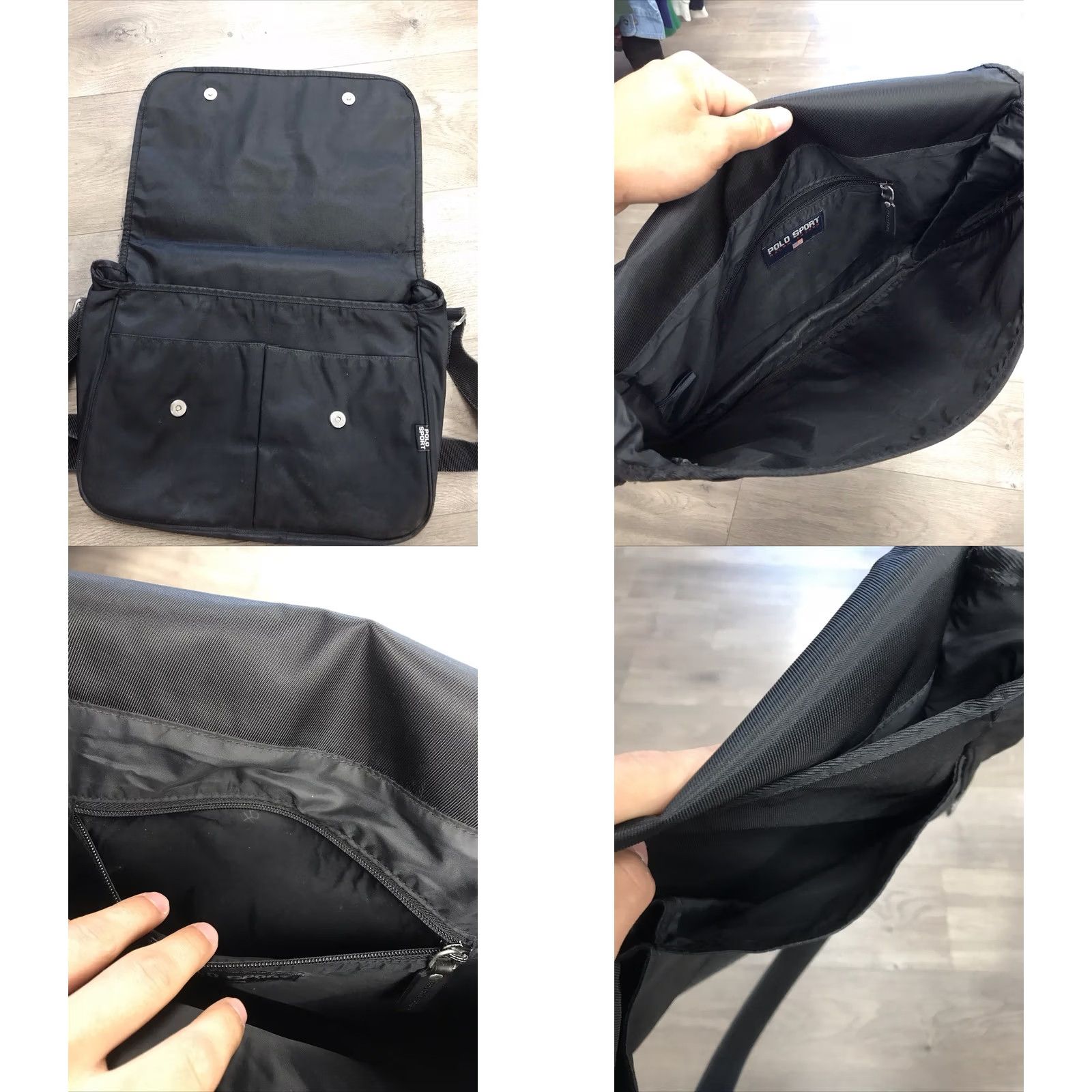 Ralph Lauren VINTAGE Ralph Lauren Polo Sport Shoulder Bag Crossbody Messenger Bag Black 17x13 Men Medium Polyester Zip Adjustable Strap Pockets 90s Sports Theme Size US M / EU 48-50 / 2 - 8 Thumbnail