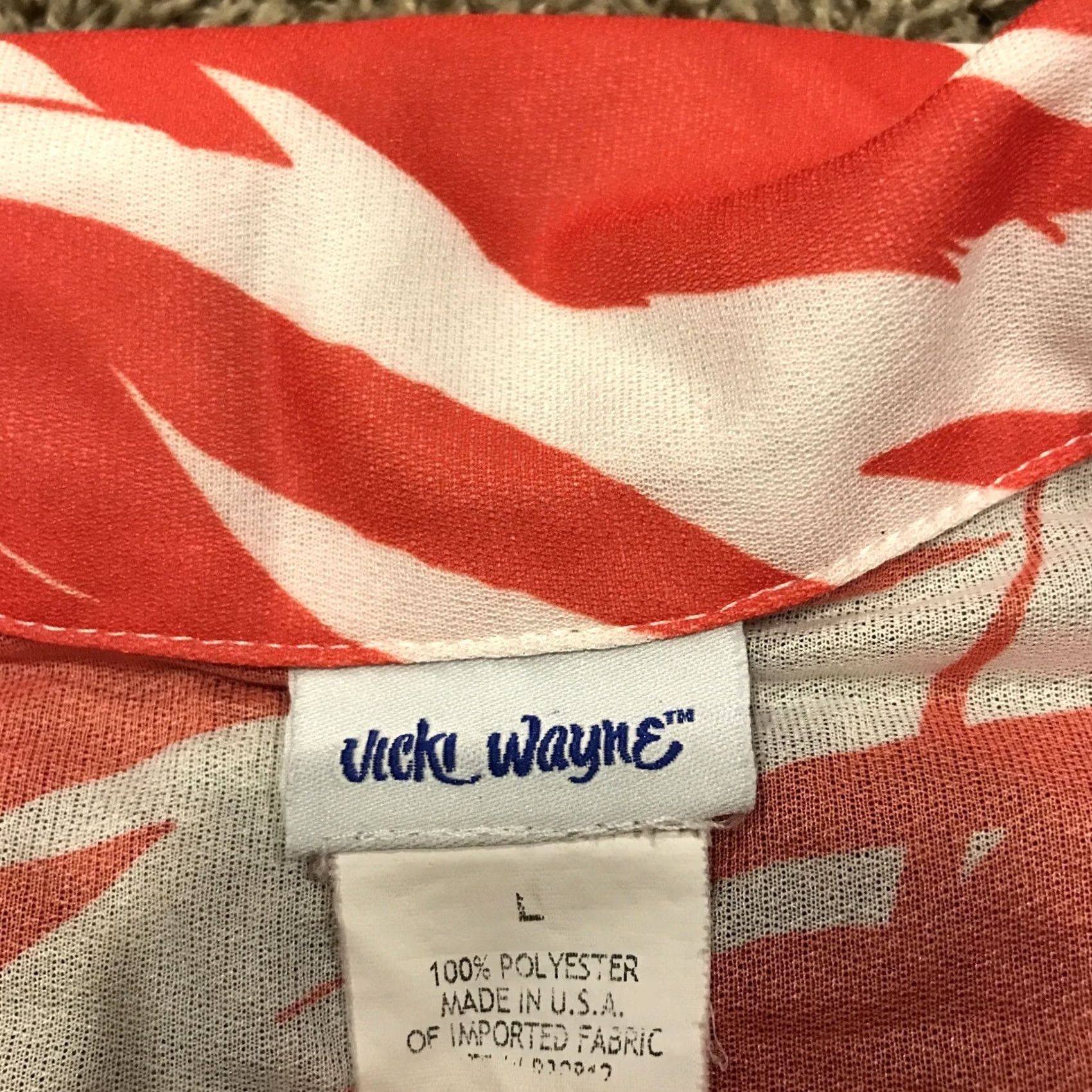 Vintage Vintage Vicki Wayne Woman’S L Polyester Button Up Shirt Red White A31 Size L / US 10 / IT 46 - 2 Thumbnail