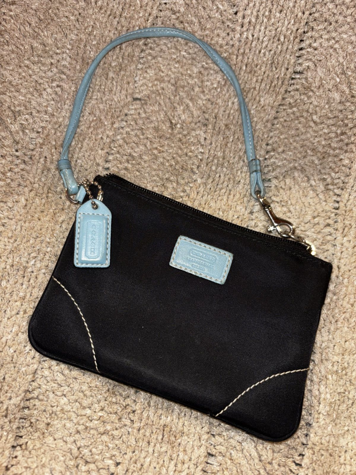 Coach Coach Leatherware Nylon Wristlet Black Blue Strap Vintage Size ONE SIZE - 1 Thumbnail
