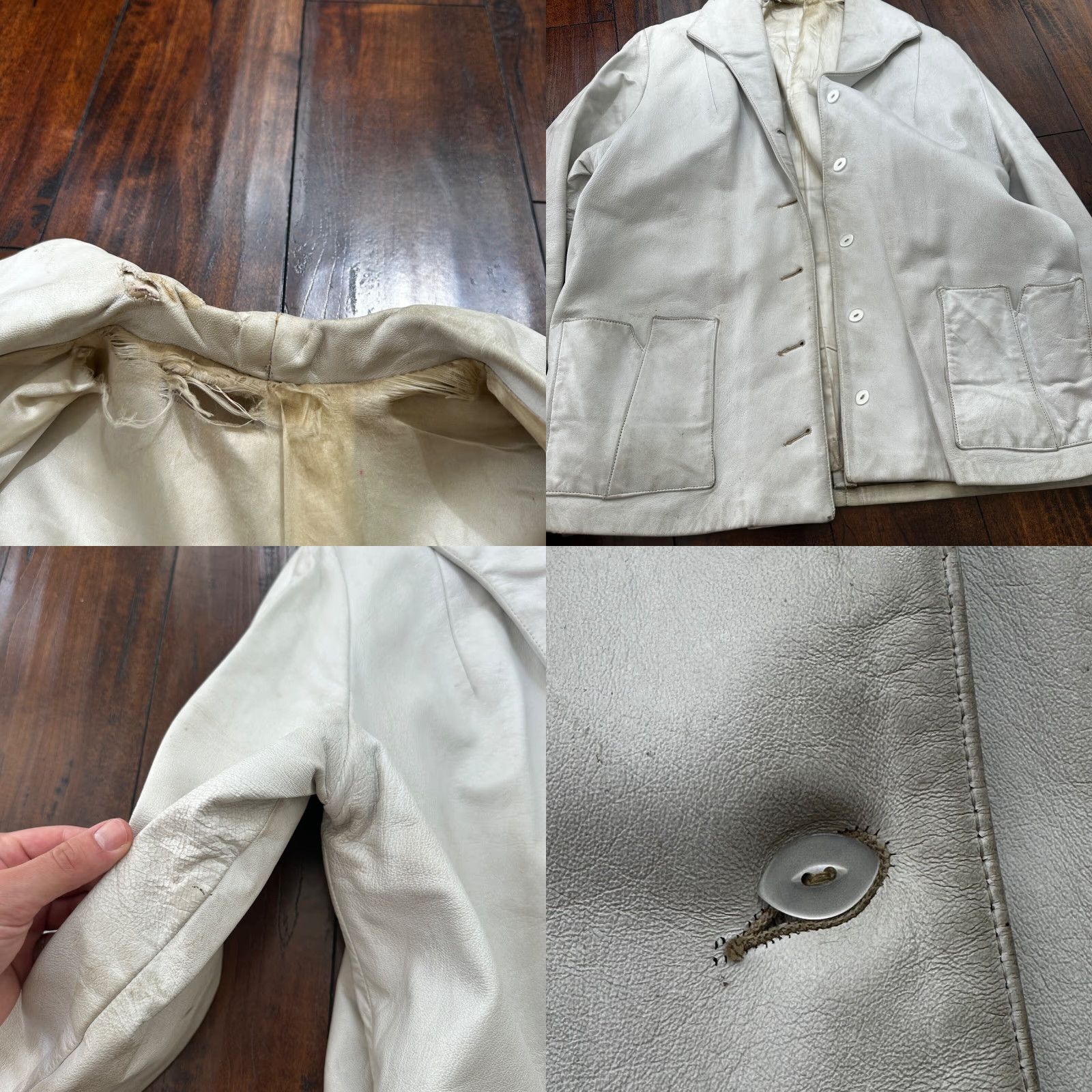 Vintage VTG White Leather Western Rancher Jacket 1960s Unbranded 남? Size US XXS / EU 40 - 8 Thumbnail