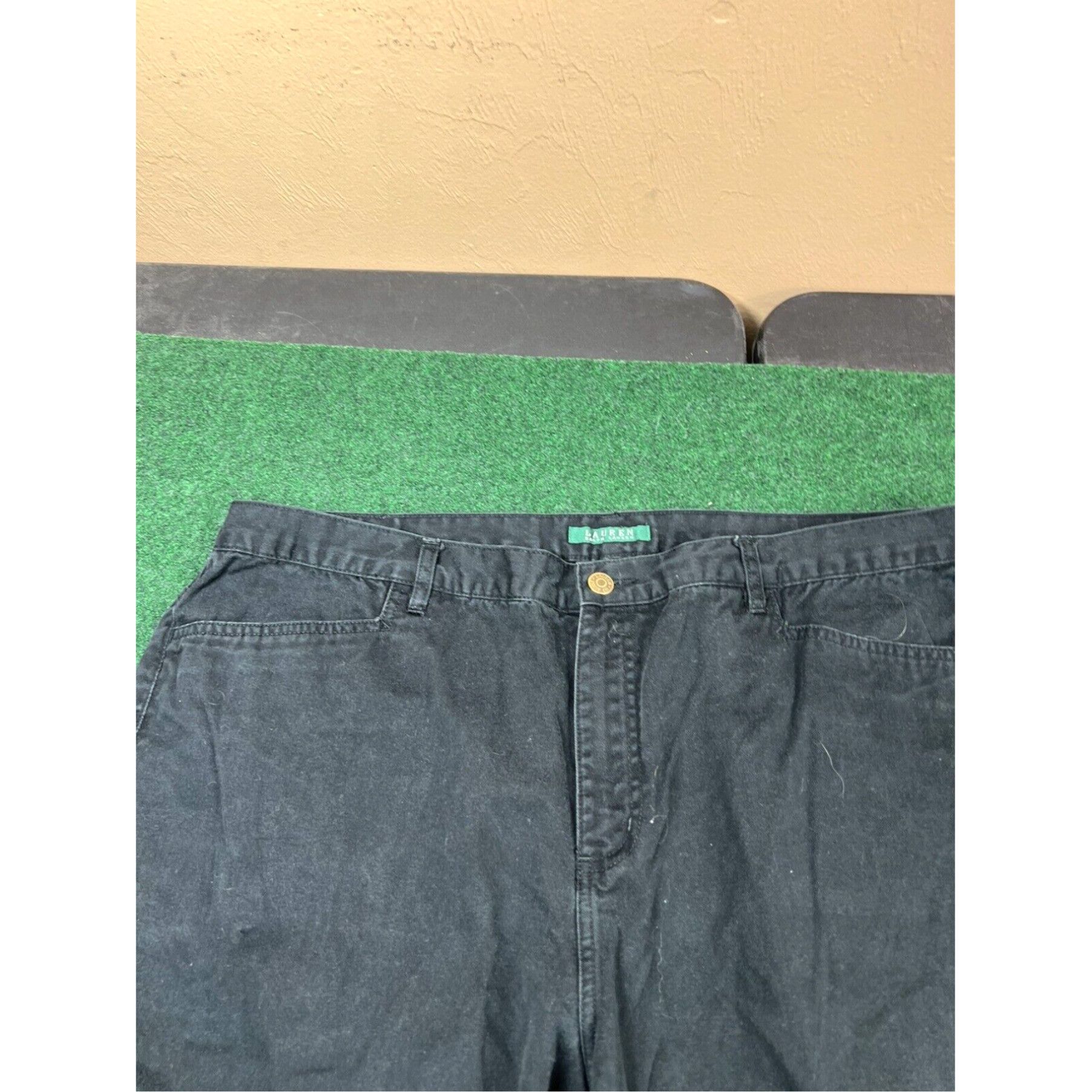 Ralph Lauren RALPH LAUREN Womens Capri Pants Trousers 18W W39 L20 Black Cotton Size 40" / US 18 - 2 Thumbnail