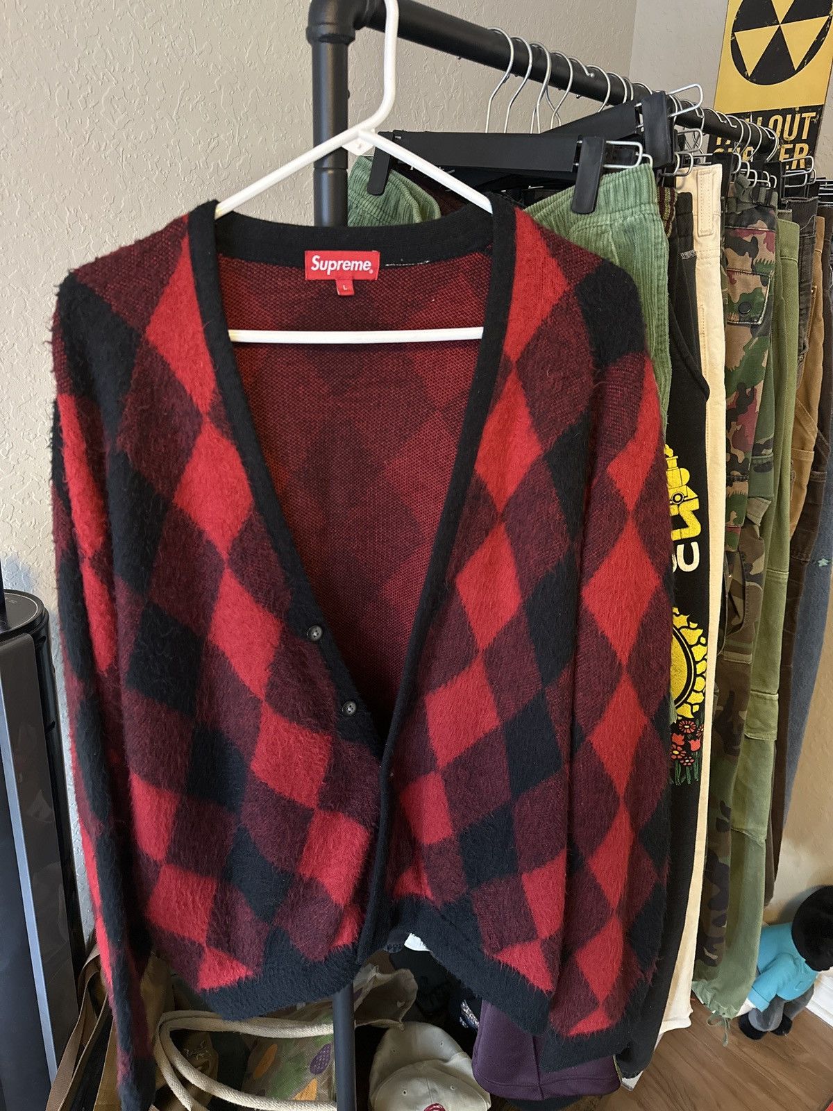 Supreme Brushed Argyle Cardigan | Grailed