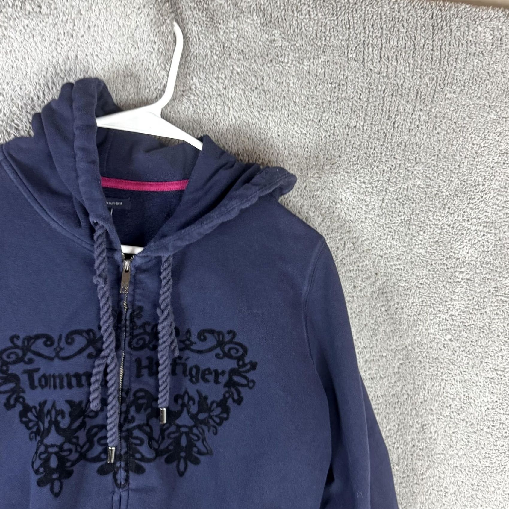 Tommy Hilfiger Tommy Hilfiger Hoodie Womens XL Blue Full Zip Fleece Heart Graphic Front Logo Size XL / US 12-14 / IT 48-50 - 4 Thumbnail