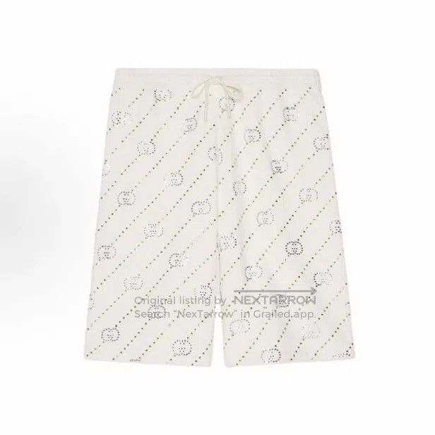 Gucci Gucci SizeXS White full logo rhinestone shorts Size US 27 - 7 Thumbnail