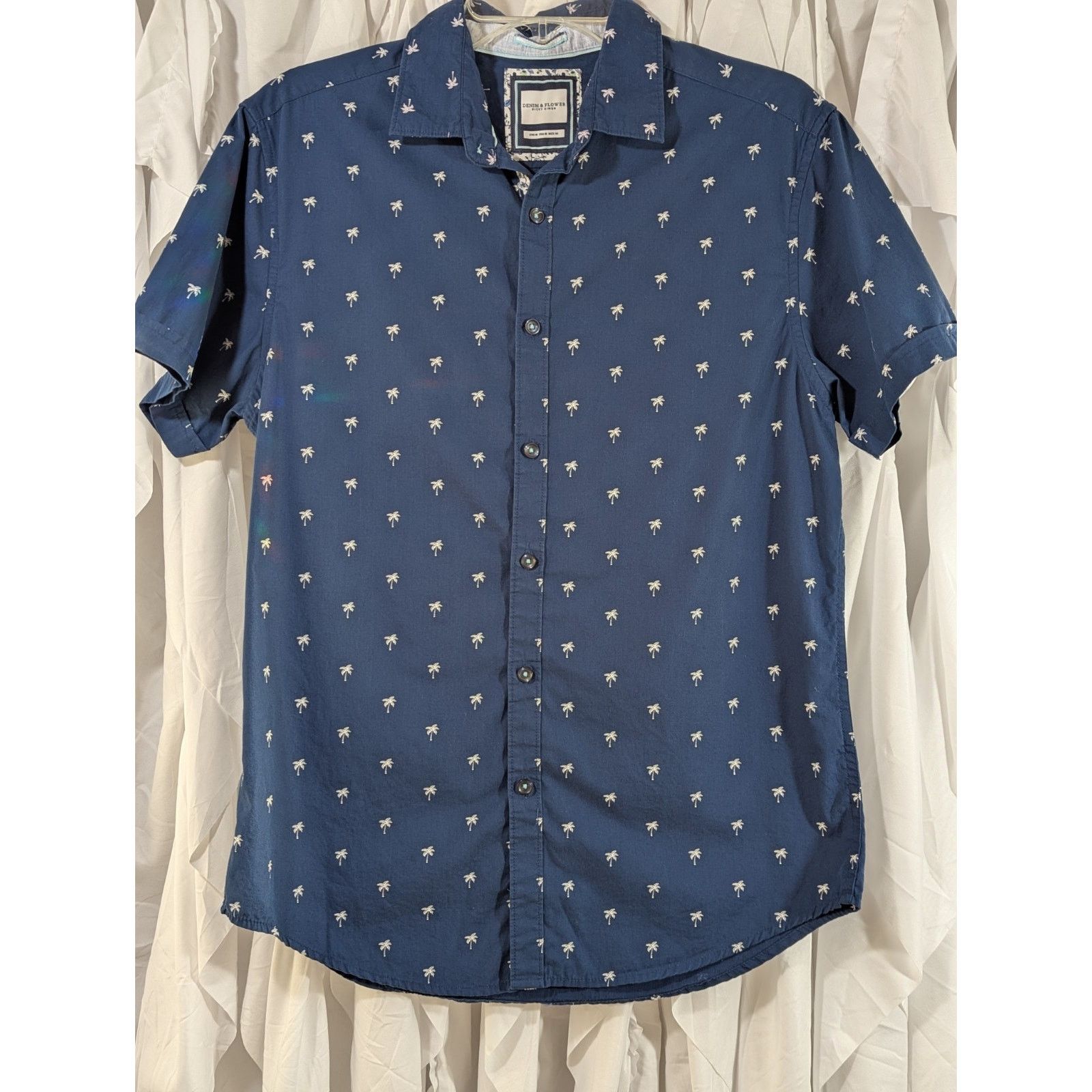 Denim & Flower Denim & Flower Navy Palm Tree Button Down Shirt - Medium Size US M / EU 48-50 / 2 - 1 Thumbnail