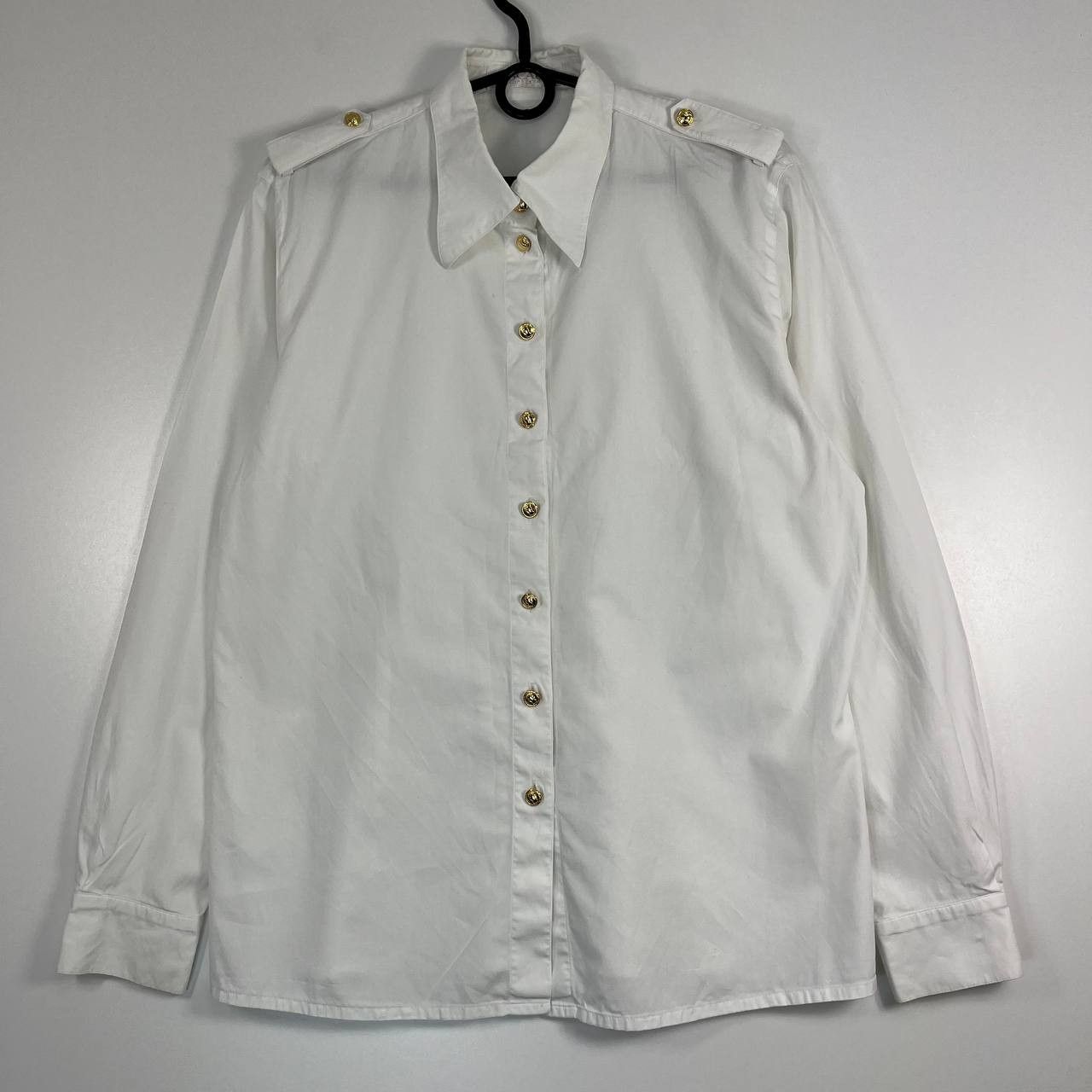 Escada Escada Margaretha Ley White Cotton Shirt With Gold Buttons M Size US M / EU 48-50 / 2 - 1 Thumbnail