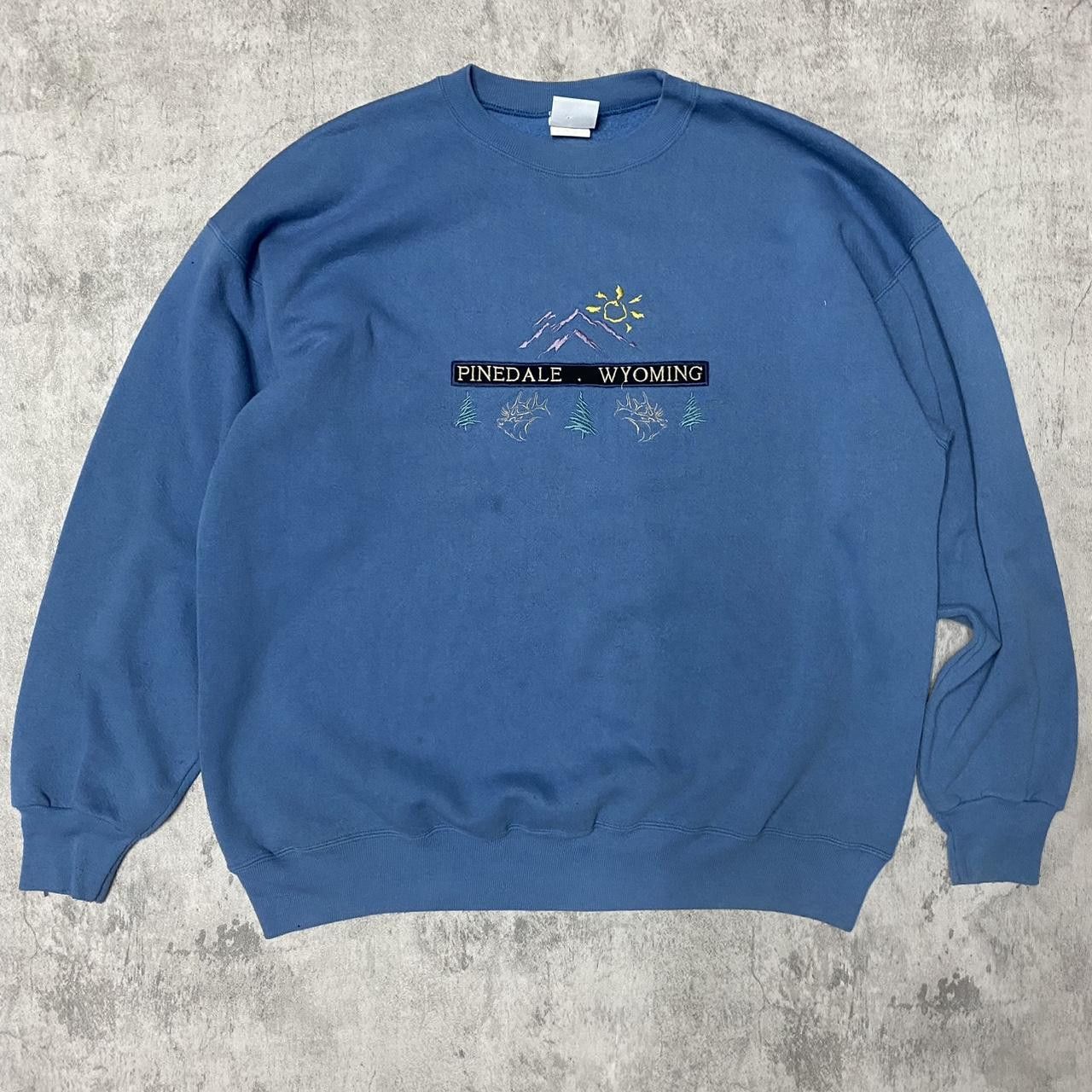 Hanes Blue Pinedale Wyoming crewneck sweatshirt streetwear Size US XL / EU 56 / 4 - 1 Thumbnail