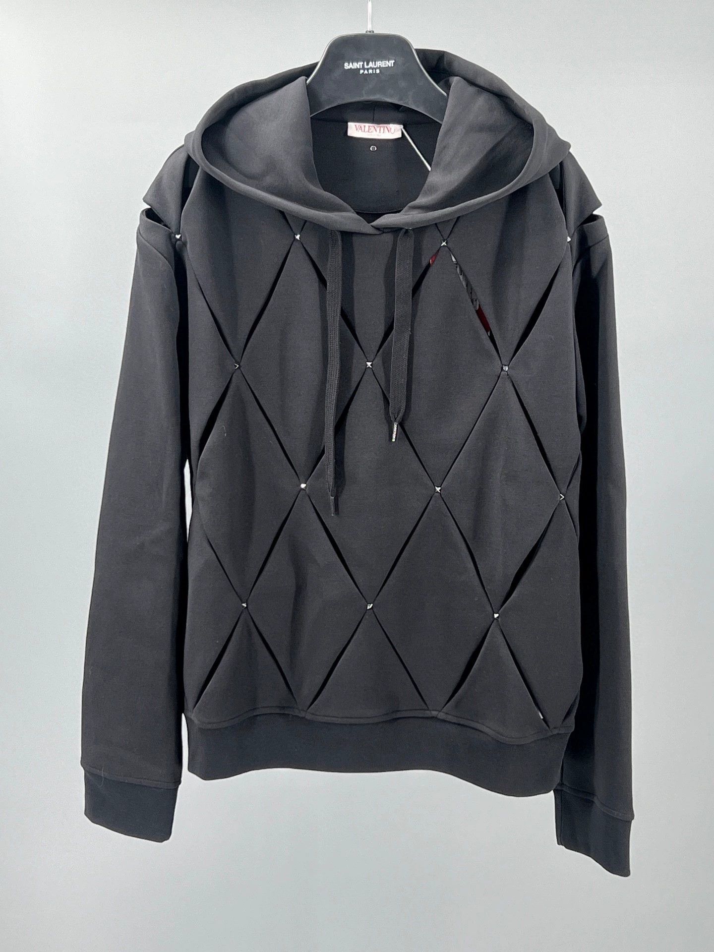 valentino black cotton hooded sweatshirt for men