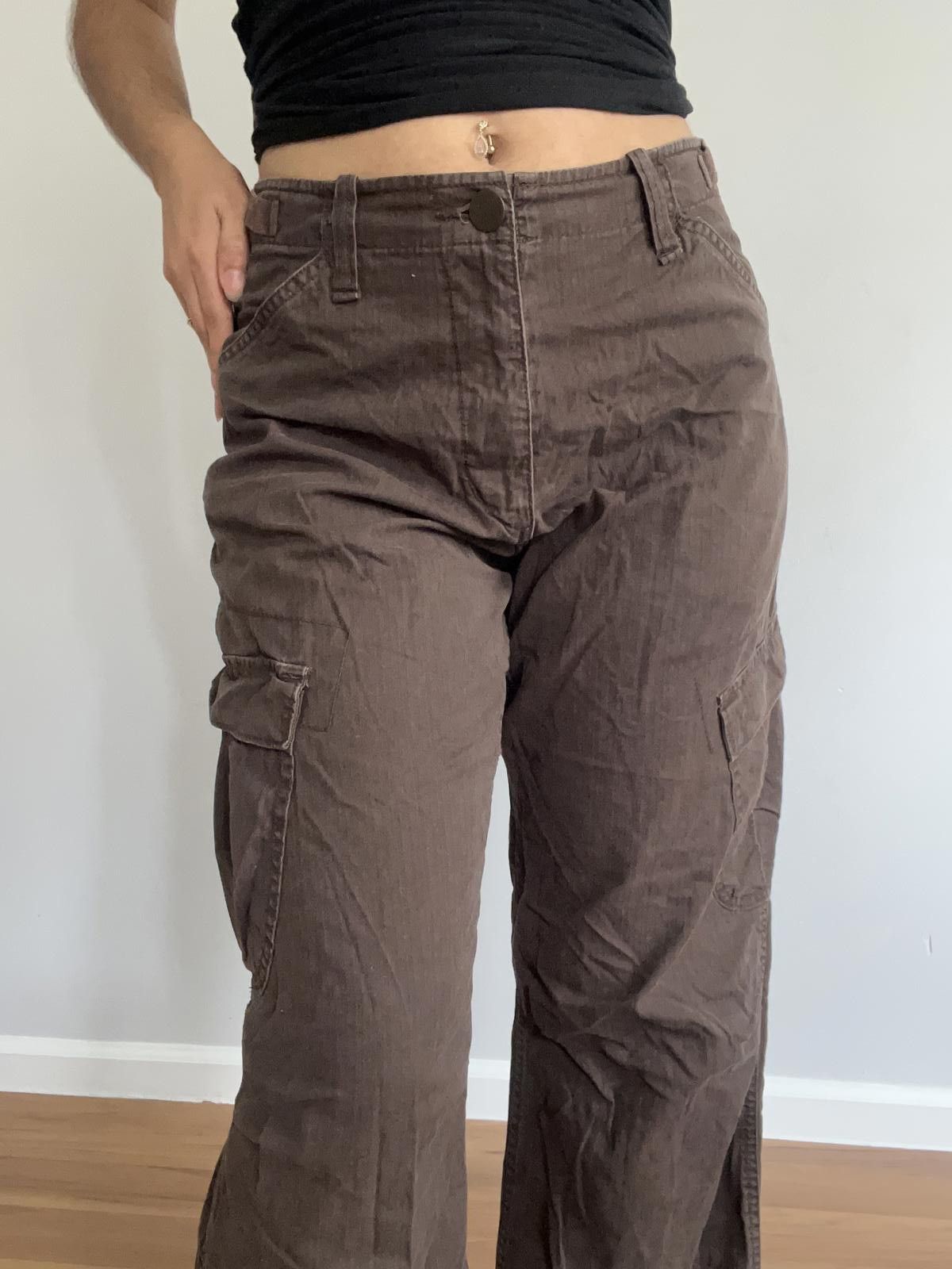 Gap Women’s brown cotton cargo pants wide legged Size 32" / US 10 / IT 46 - 4 Thumbnail