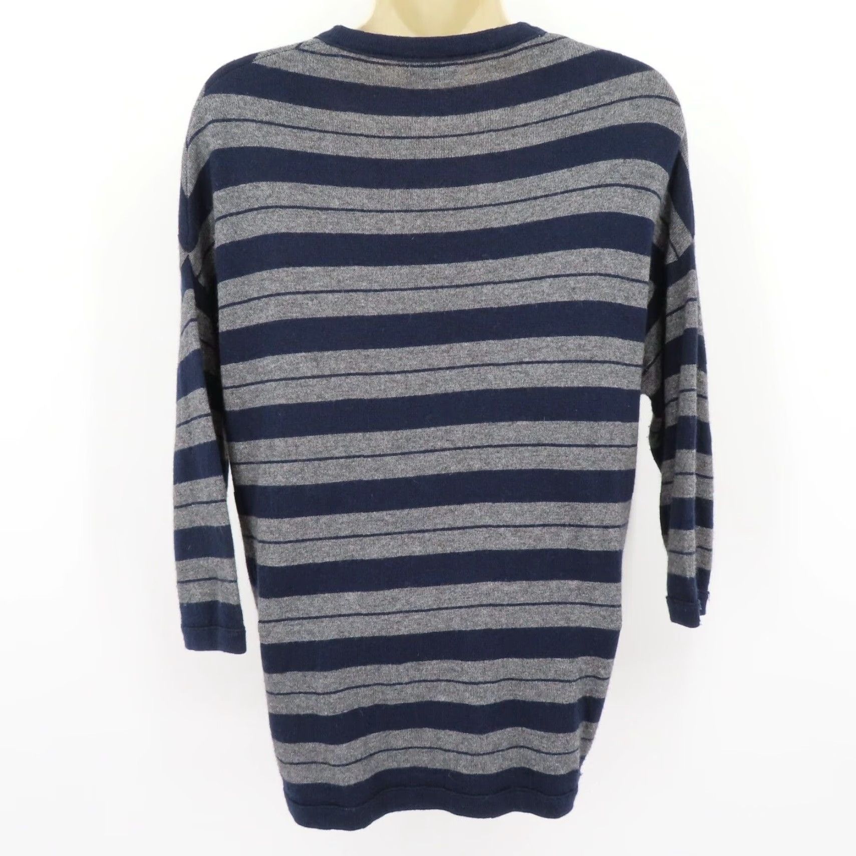 MZ Wallace Wallace Cardigan Sweater Women Small Gray Navy Striped V-Neck Button Wool Cashmere Knit Long Sleeve Regular Fit Size S / US 4 / IT 40 - 5 Thumbnail