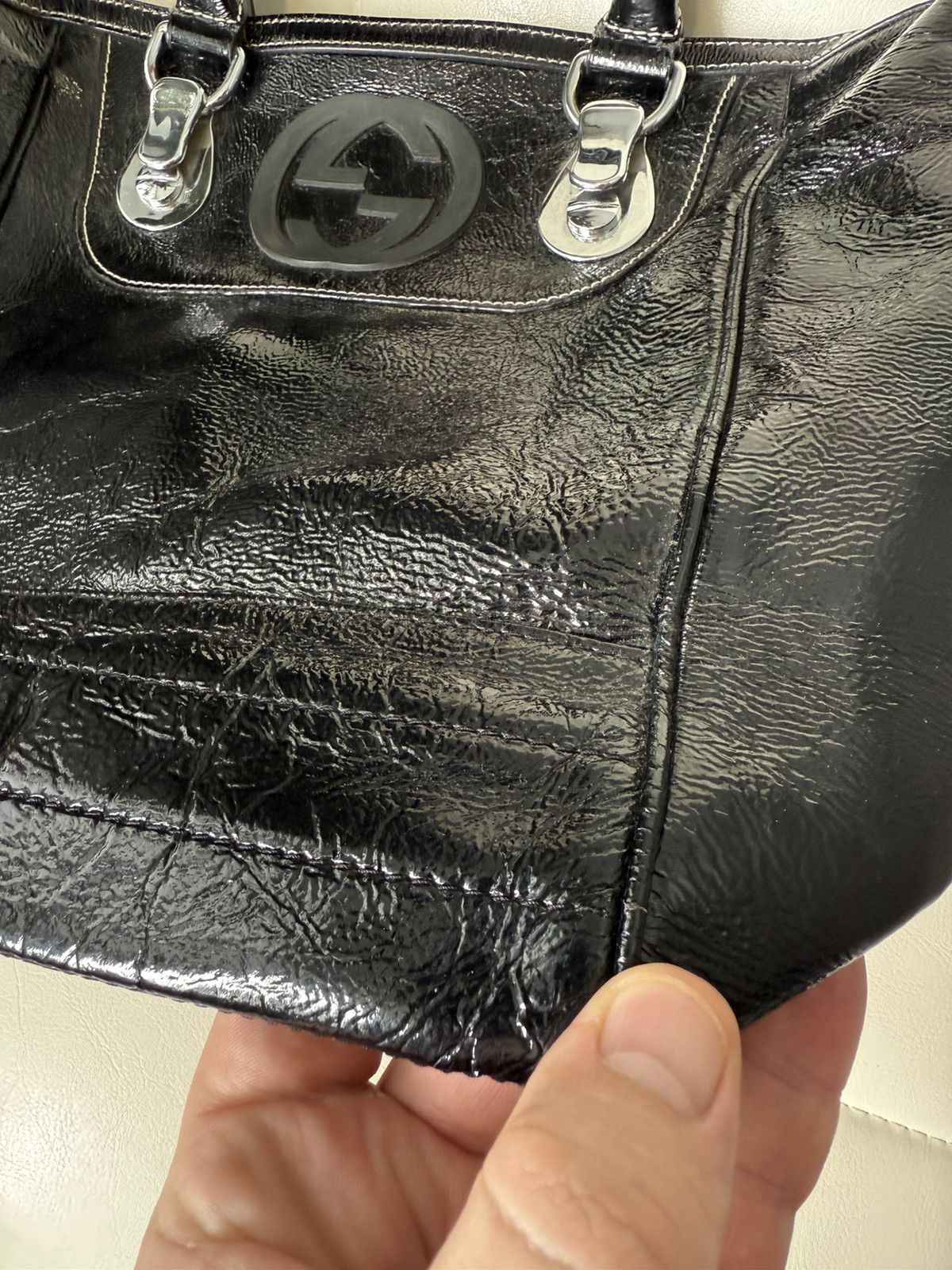 Gucci Gucci Dialux Snow Glam Black Hand Bag Boston Bag GG Logo Size ONE SIZE - 6 Thumbnail