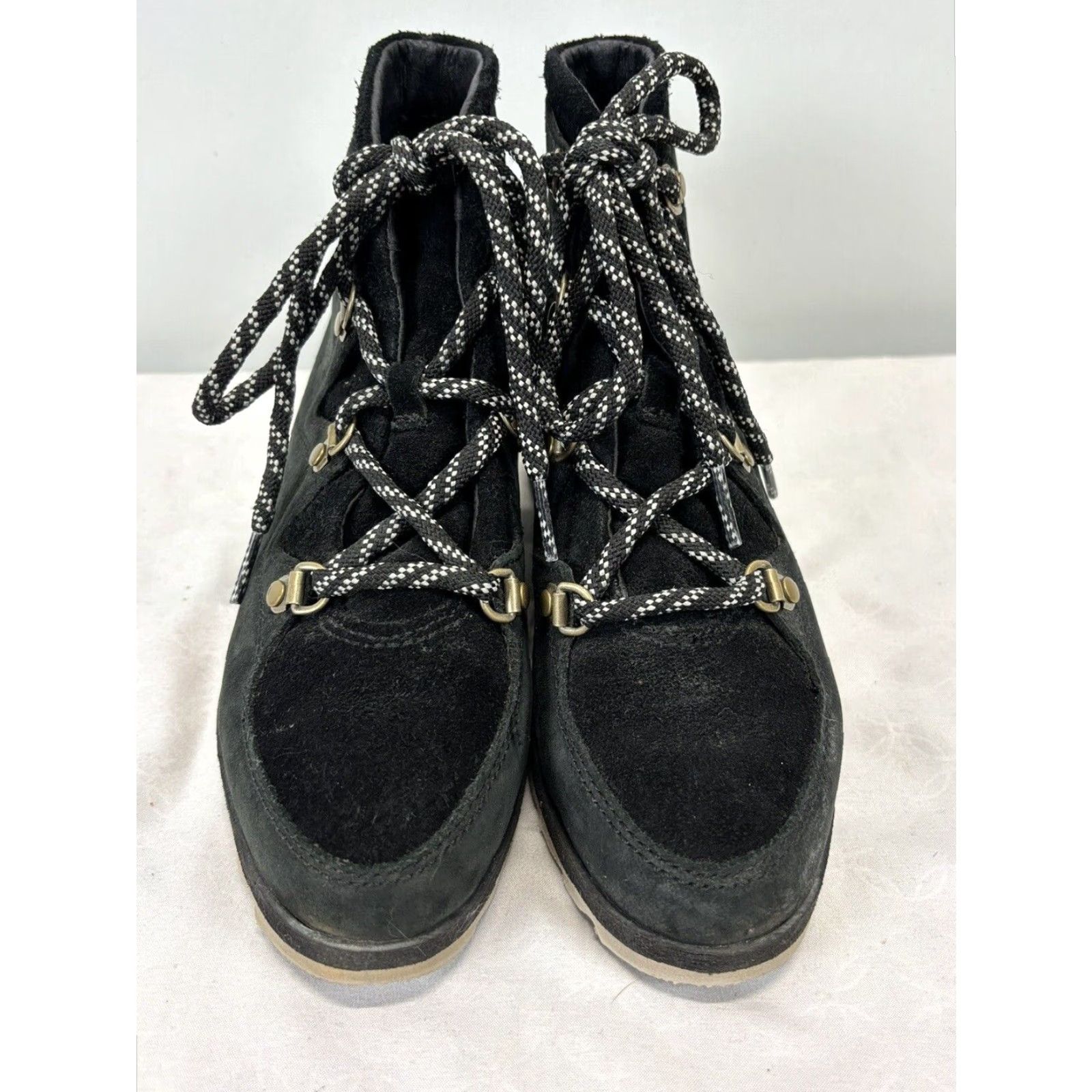 SOREL VINTAGE Womens Sorel Sneakchic Alpine Ankle Boots 6 Black Leather Lace Up Bootie Size US 6 / IT 36 - 3 Thumbnail