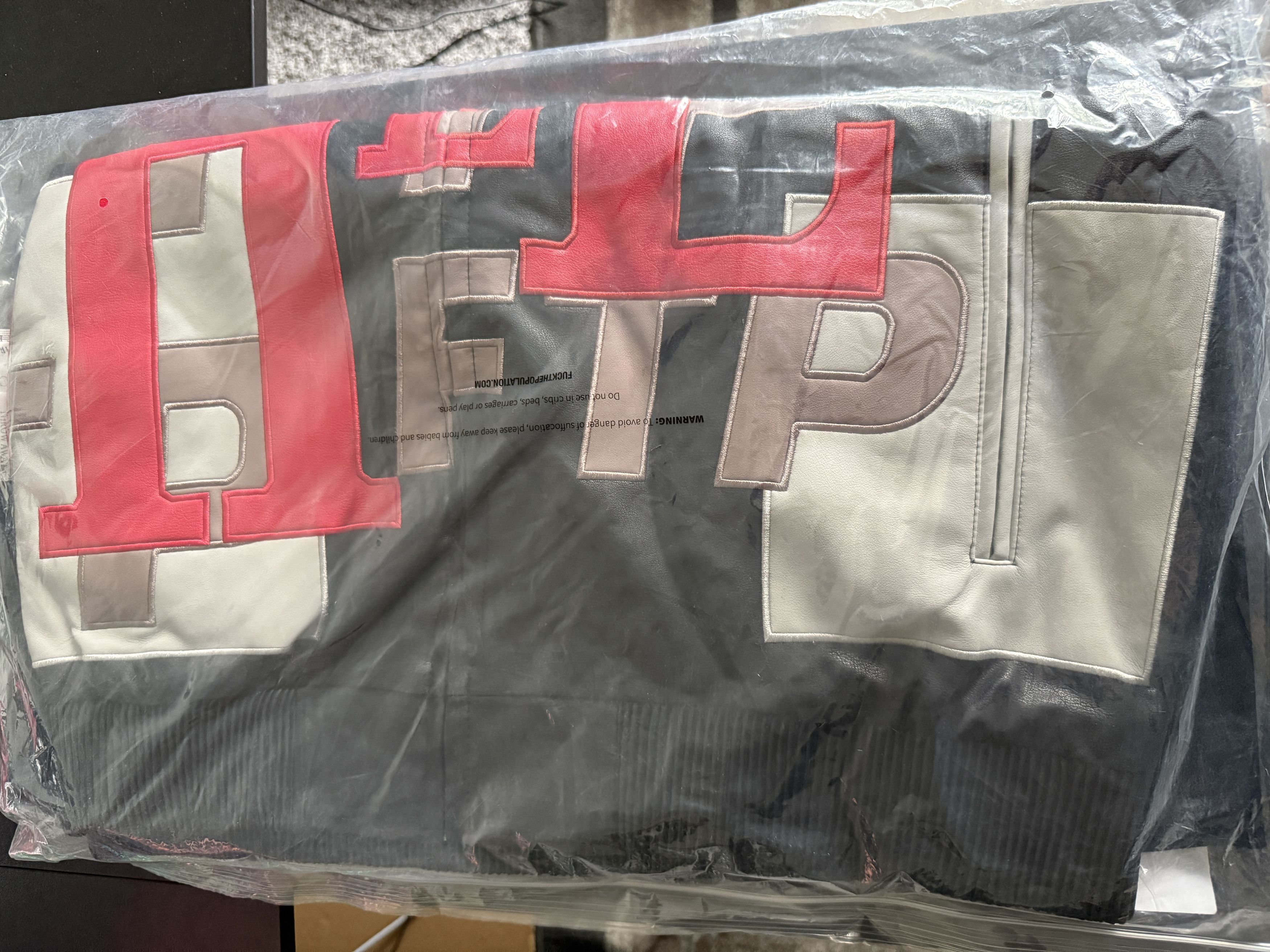 Fuck The Population FTP Black Leather Hoodie - LARGE (BRAND NEW) Size US L / EU 52-54 / 3 - 2 Thumbnail