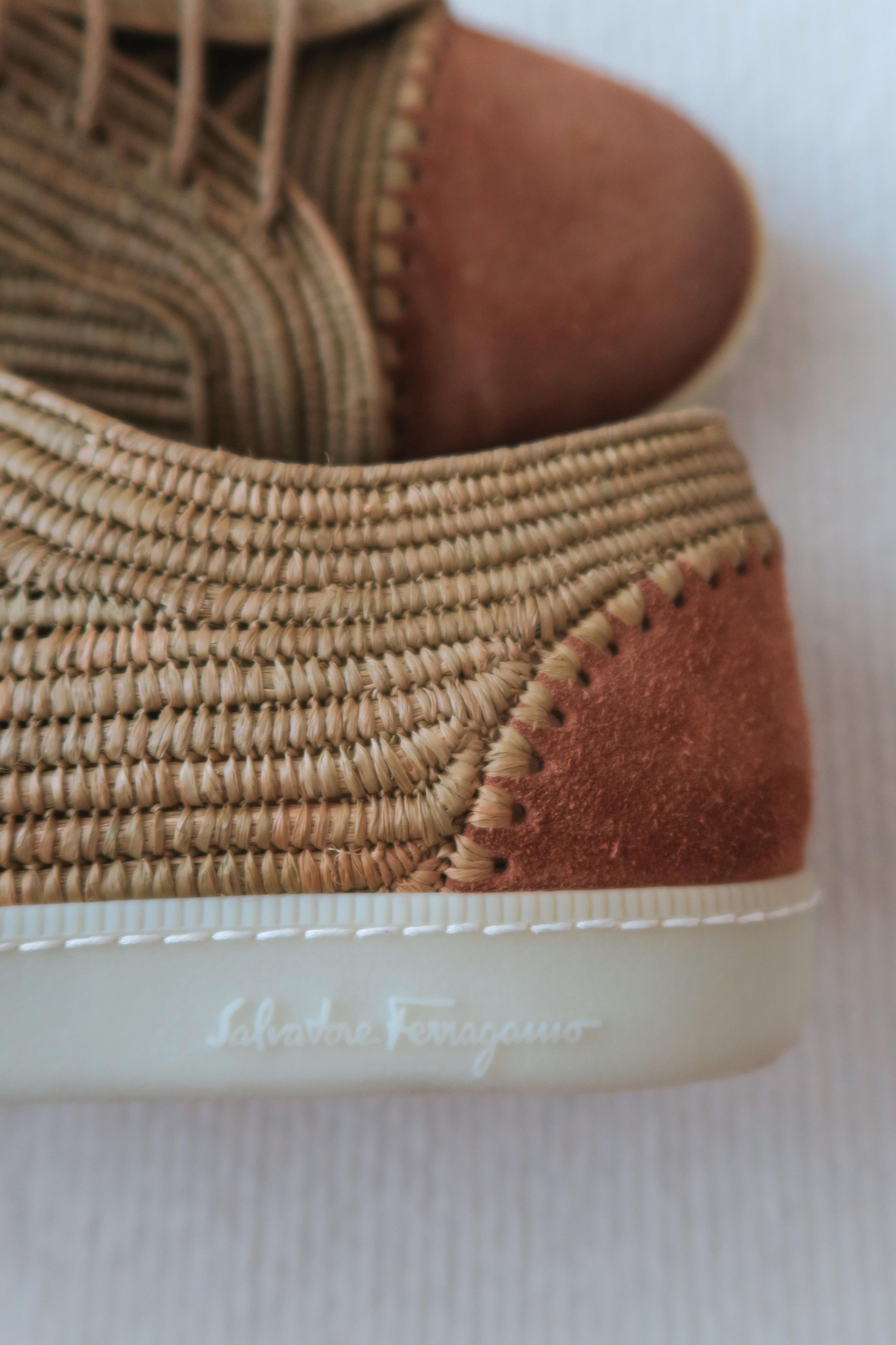 Salvatore Ferragamo Salvatore Ferragamo Straw & Suede Sneakers Size US 11.5 / EU 44-45 - 8 Thumbnail