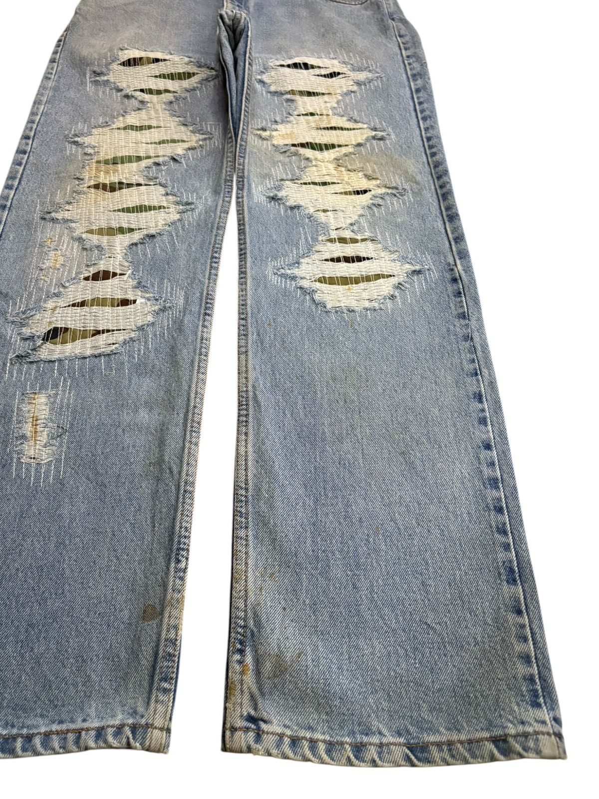Levi's Vintage 90s Levis 505 Sashiko Mud Wash Distress Loose Jeans Size US 34 / EU 50 - 7 Thumbnail