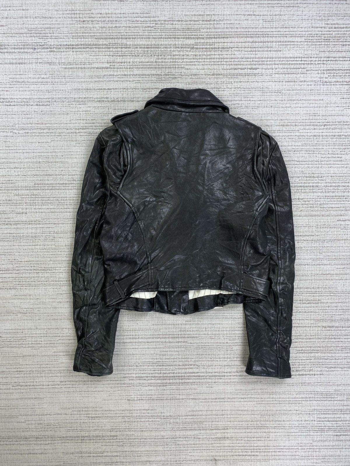 Japanese Brand 🔥Murua Sheepskin Black Cropped Punk Leather Jacket Size S / US 4 / IT 40 - 2 Thumbnail