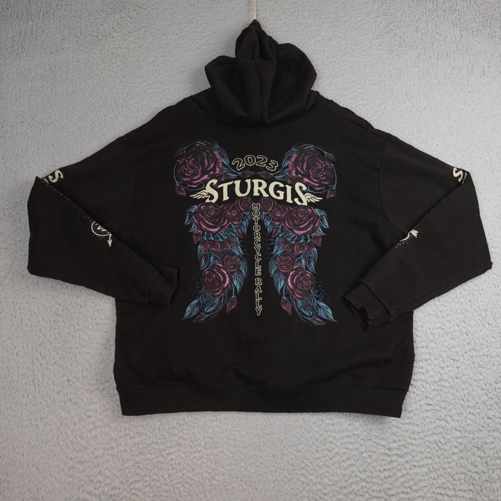 Vintage Hot Leathers Hoodie Mens XL Black Sturgis 2023 Motorcycle Rally Full Zip Graphic Print Size US XL / EU 56 / 4 - 2 Thumbnail