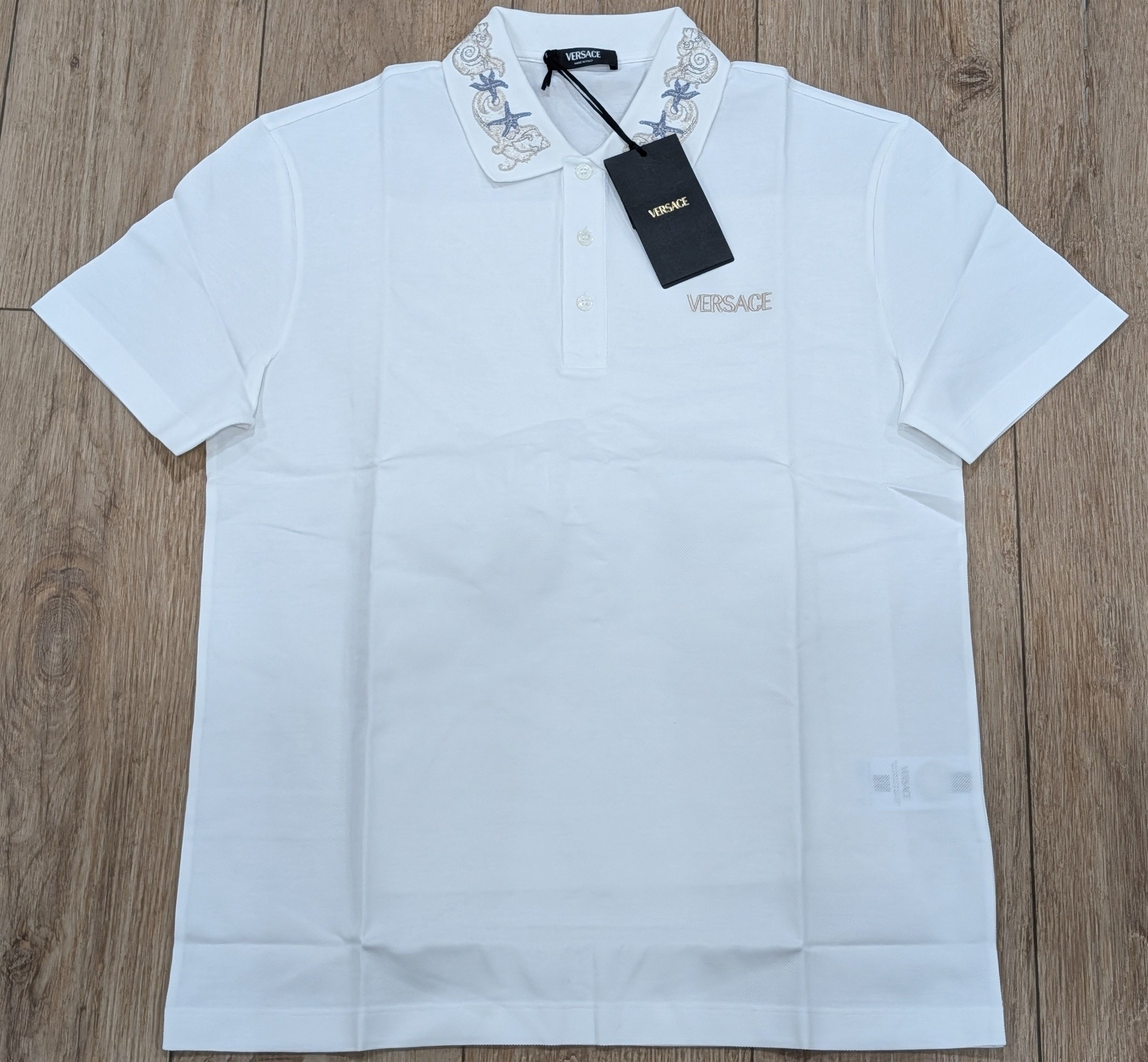 Versace VERSACE Greca Collar Polo Shirt White/Multi Medium Size US M / EU 48-50 / 2 - 1 Thumbnail