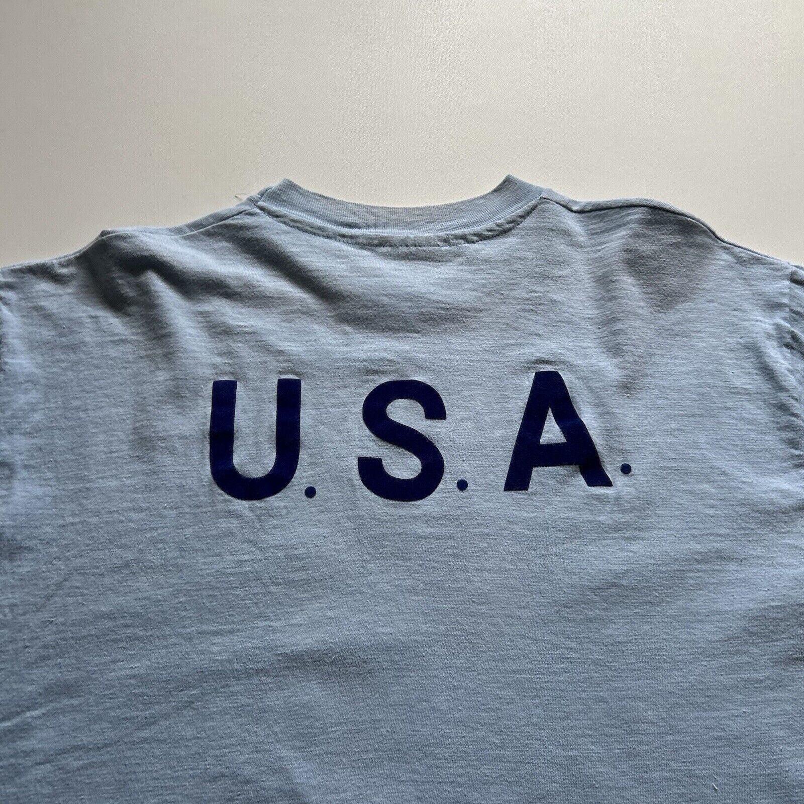 Vintage Vintage 90s USA Flag America T Shirt XL Blue Hanes Beefy T Size US XL / EU 56 / 4 - 4 Thumbnail