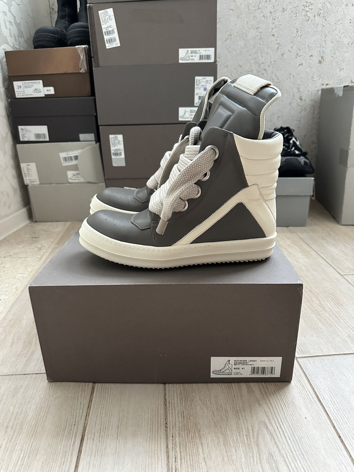 Rick Owens Rick Owens mainline geobasket Jumbo Lace Gray | Grailed