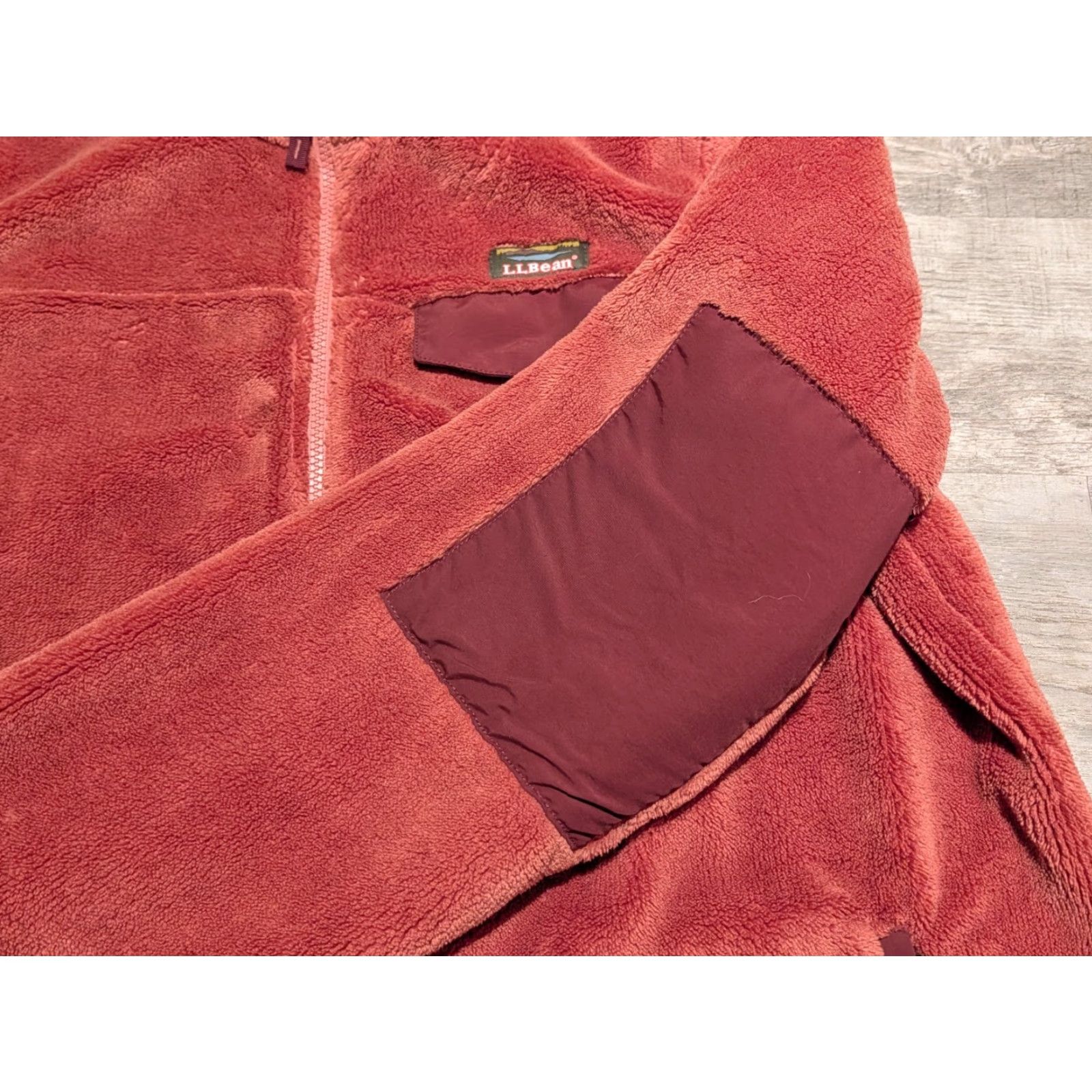 Vintage L.L. Bean Womens Hi-Pile Fleece Sherpa Jacket 2X Dark Red Zip Pockets Casual Travel EUC Ladies Regular Fit Jacket Size XXL / US 16-18 / IT 52-54 - 7 Thumbnail