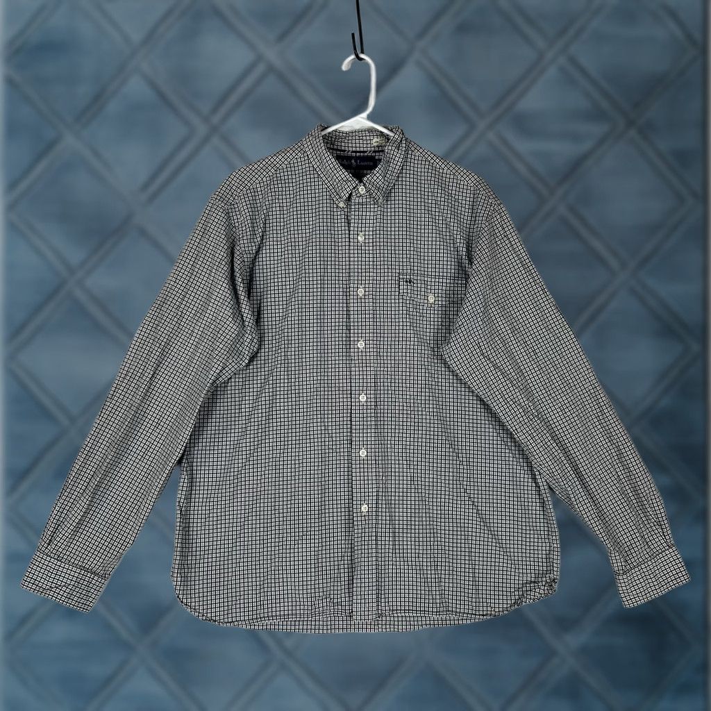 Ralph Lauren Ralph Lauren Long Sleeve Button-Front Shirt Mens XL Gray Plaid Twill Cotton Polo Big Pony Vintage Size US XL / EU 56 / 4 - 1 Thumbnail