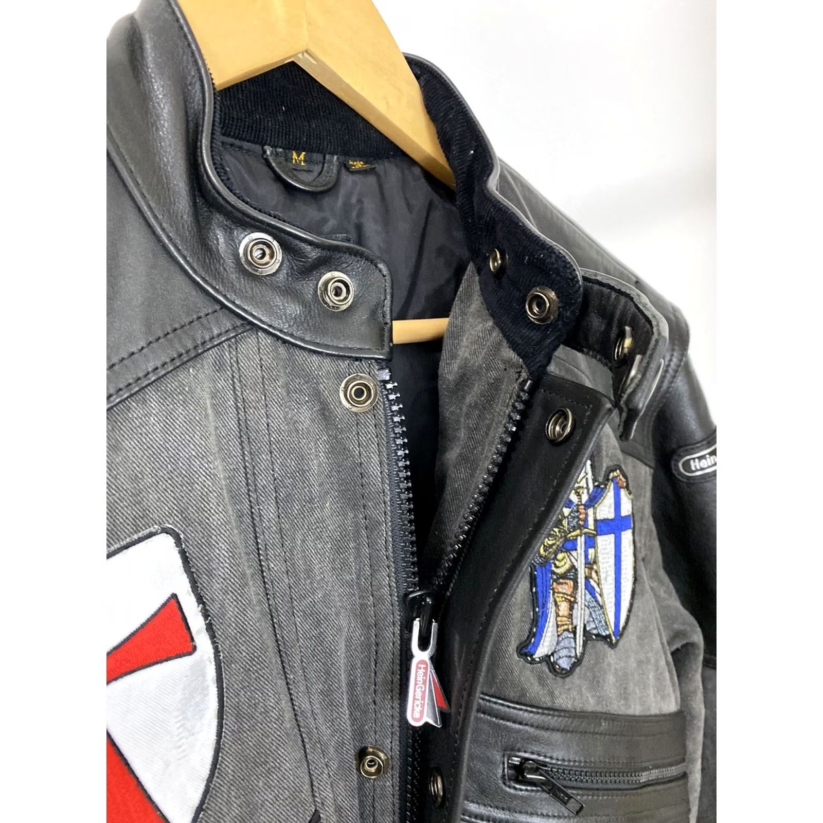 Shein VTG Hein Gericke Cafe Racer Motorcycle Leather Jacket Knight M Black Charcoal Mens Jacket) Size US M / EU 48-50 / 2 - 7 Thumbnail