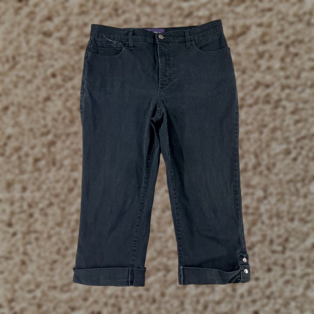 NYDJ NYDJ Not Your Daughters Jeans Capri Pants Womens 10 Black Cotton Blend 30x20 Denim Capri Jeans Vintage No N/A Size 32" / US 10 / IT 46 - 1 Thumbnail