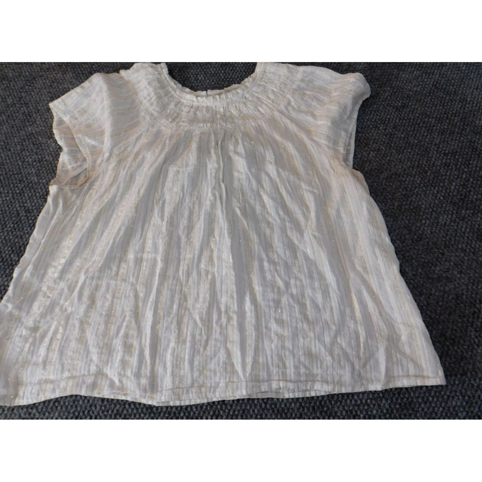 Loft Loft Blouse Womens Petite P2XL XXLP Stripe Short Sleeve Collared Pullover White Cotton Lightweight Casual Designer Classic Size XXL / US 16-18 / IT 52-54 - 3 Thumbnail