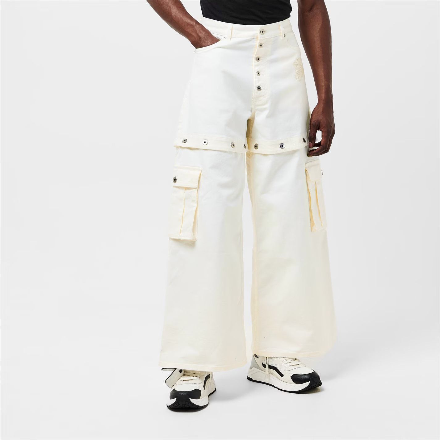 Off-White o1g2r1mq0326 Balloon Wide Leg Jeans in White Size US 31 - 4 Thumbnail