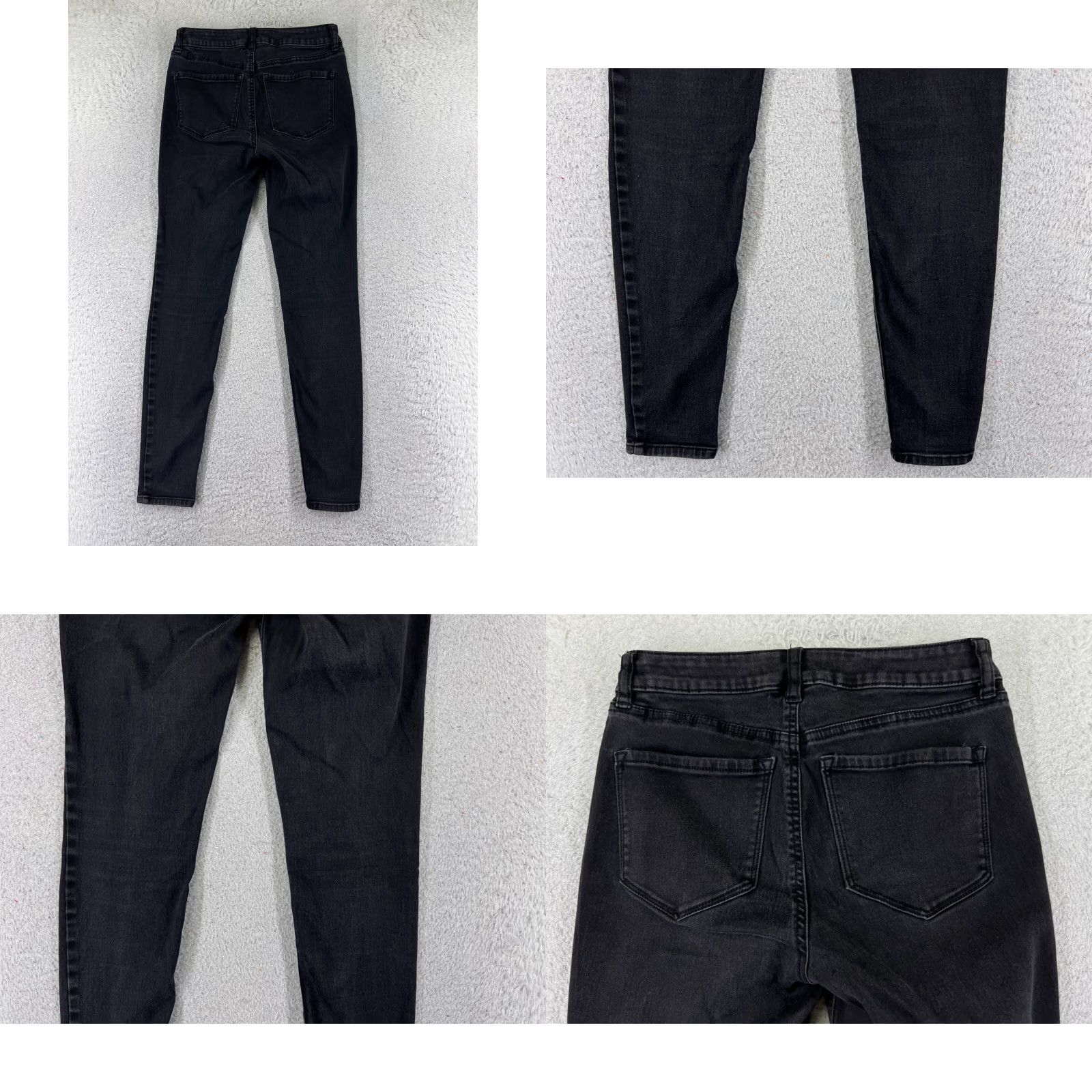 Vintage Refuge Jeans Womens 4 Black Denim Skinny Mid Rise 24x27 Cotton Blend 5-Pocket Design Regular Inseam 27 in Size 27" / US 4 / IT 40 - 9 Thumbnail
