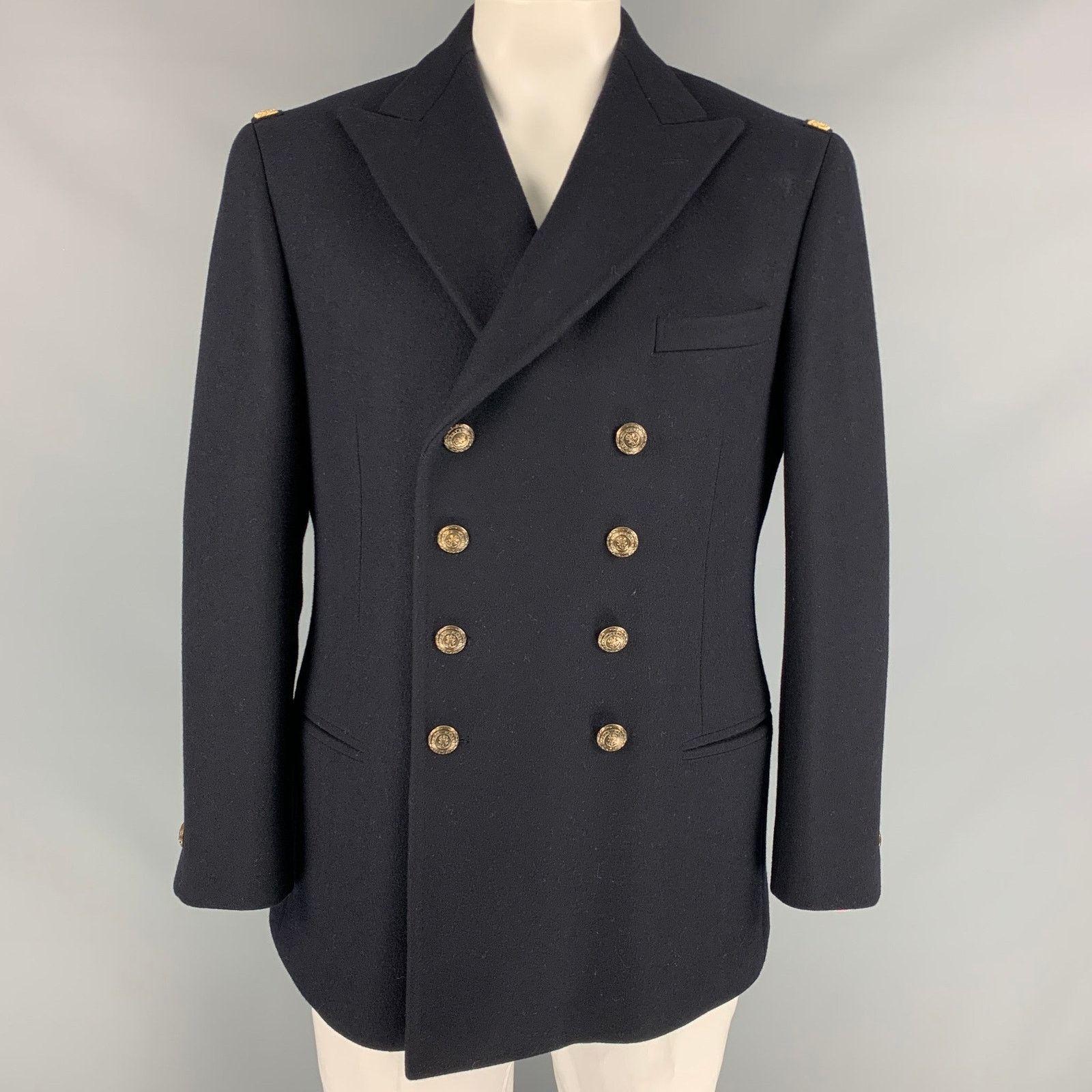 Ralph Lauren Size 42 Black Gold Wool Cashmere Double Breasted Coat Size US L / EU 52-54 / 3 - 1 Thumbnail