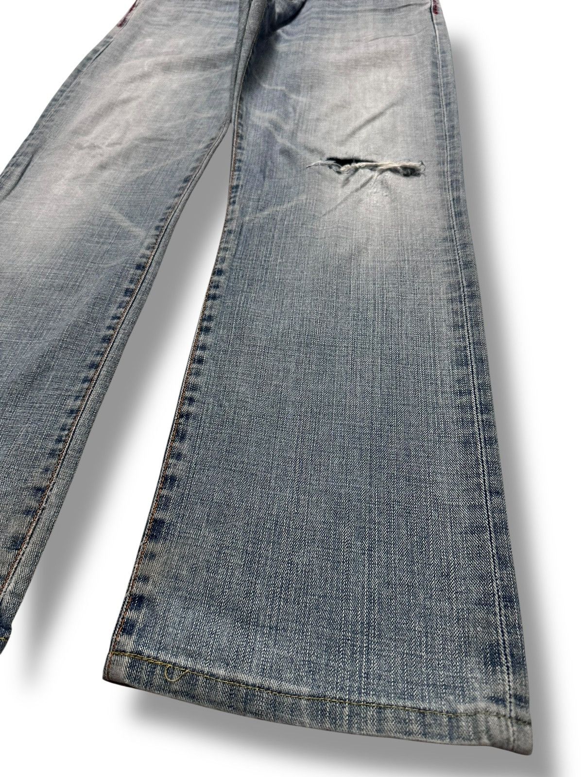 Edwin EDWIN BTJ03 Straight Leg Distressed Japan Denim Faded Wash Size US 34 / EU 50 - 16 Thumbnail